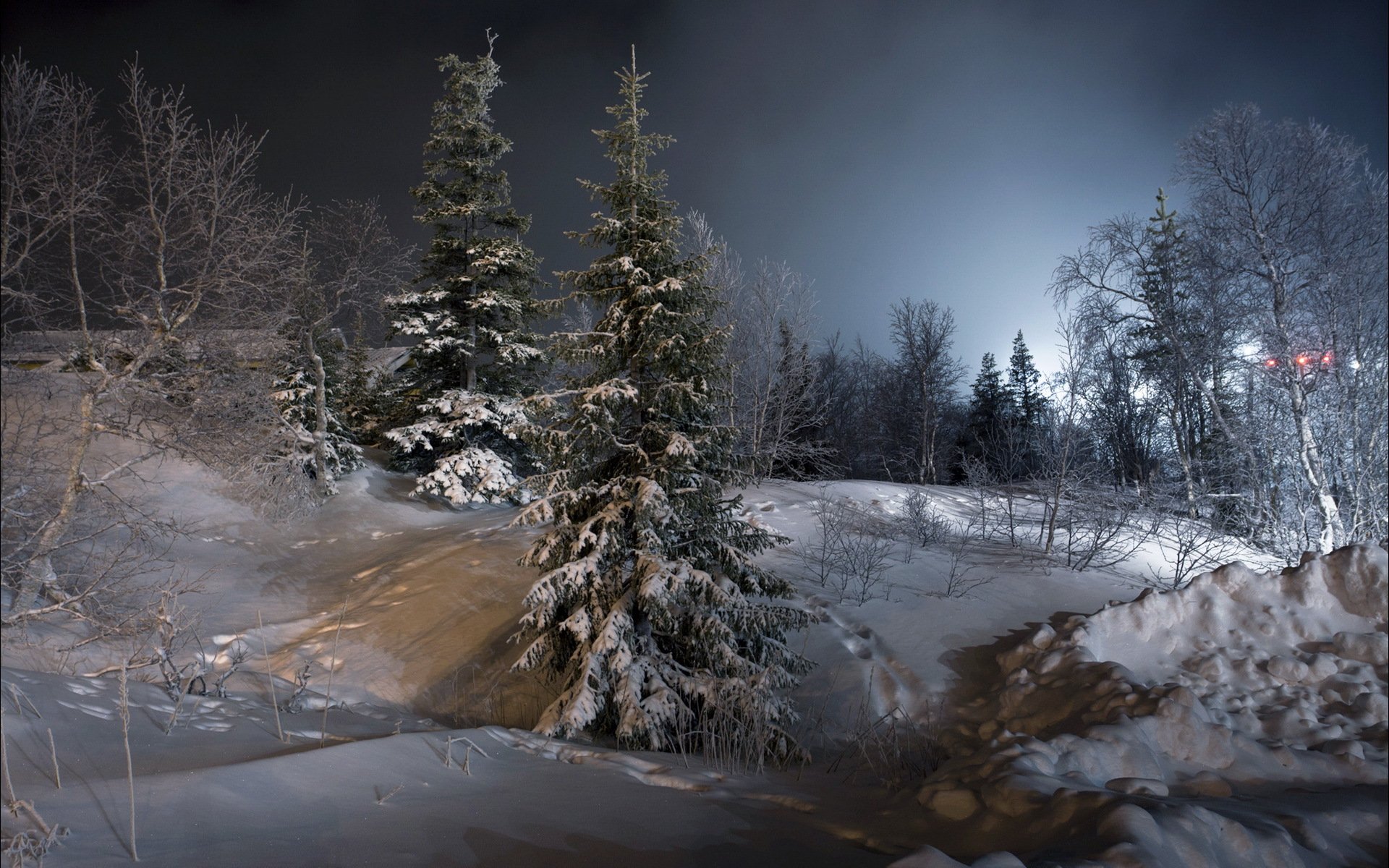 nieve invierno paisaje noche