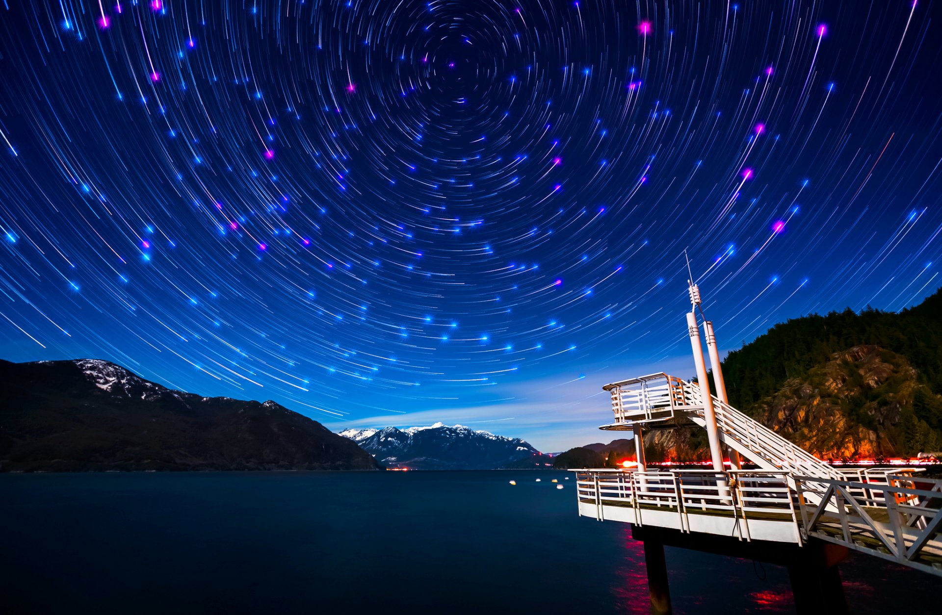 canada vancouver night mountain gulf pier star by alexis birkill