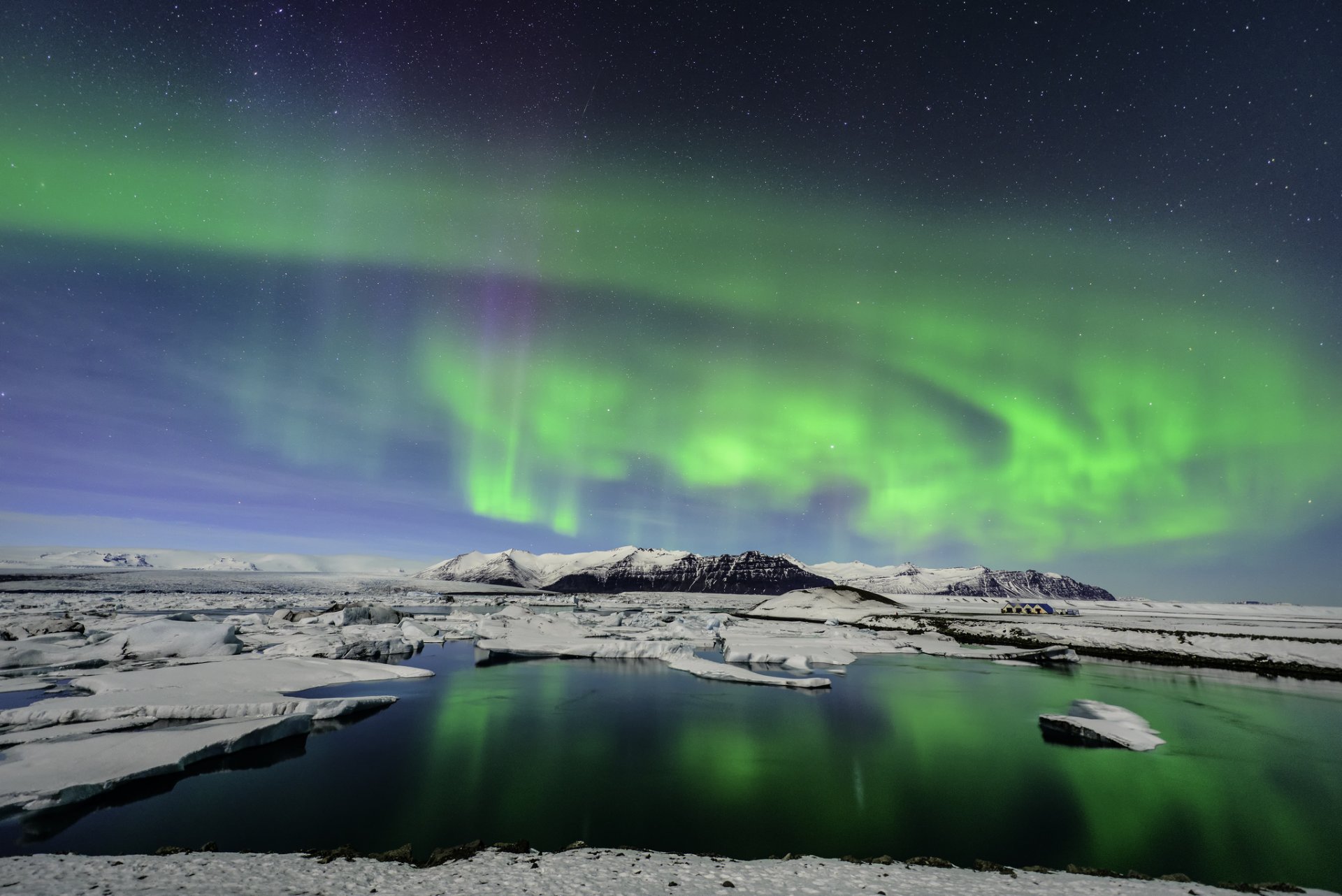 gletscher lagoon island nordlichter eisschollen eisschollen berge