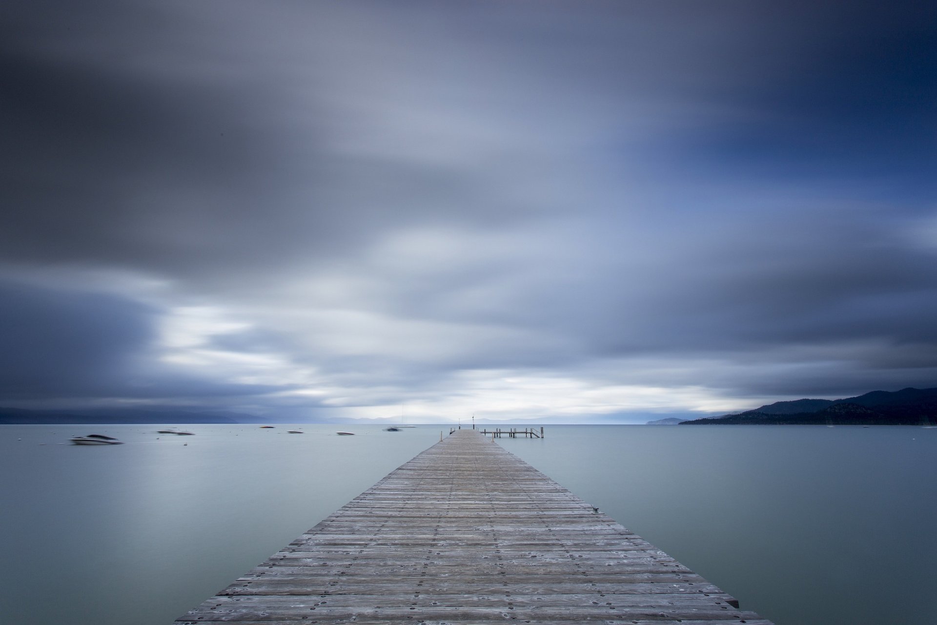 usa lac tahoe pont bleu ciel nuages paysage