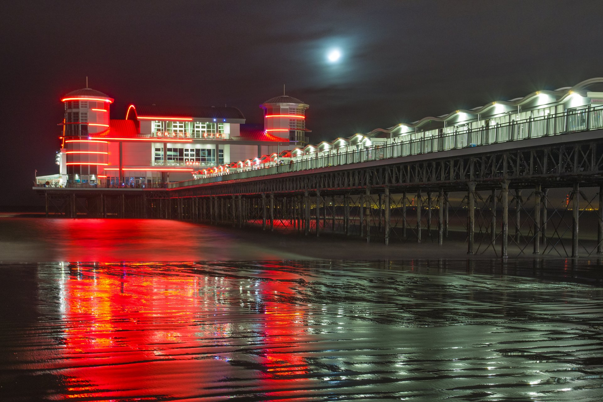 england weston-super-bürgermeister meer strand pier nacht lichter