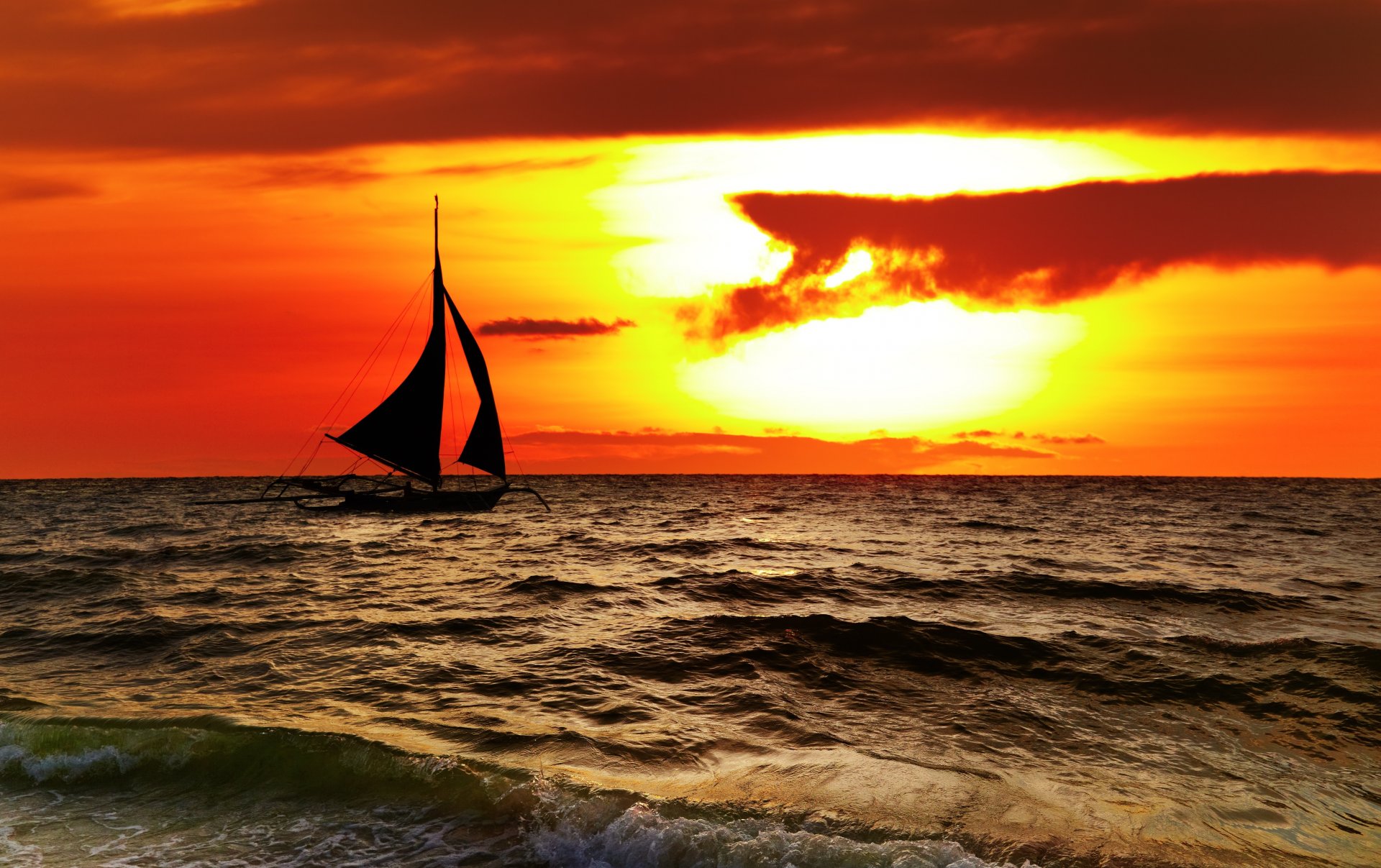 sonnenuntergang landschaft meer natur landschaft himmel wolken tropisch segelboot boracay philippinen schön sonnenuntergang landschaft tropisch