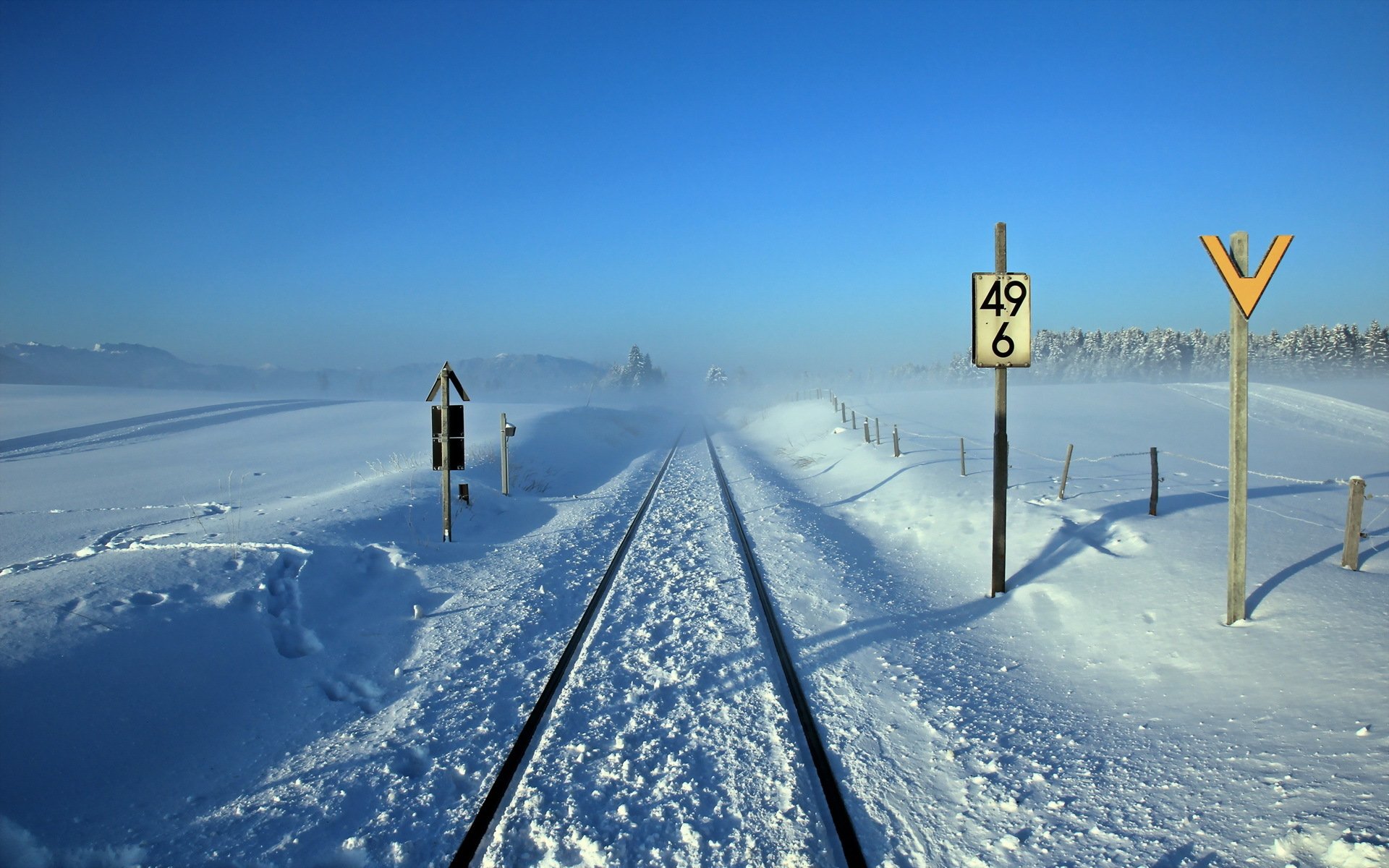 chemin de fer hiver signes paysage