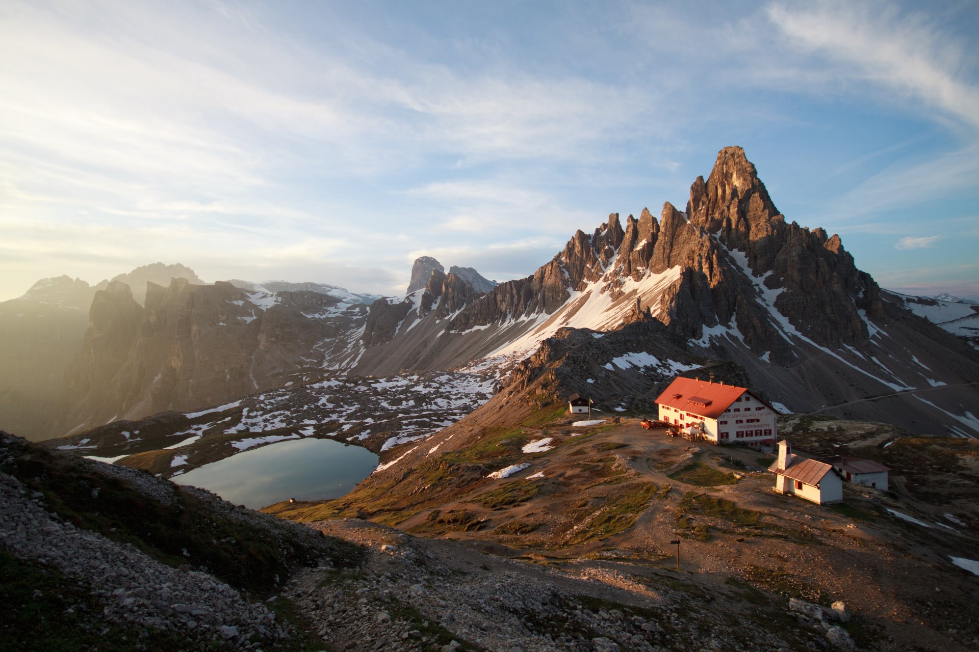 unrise on mount paterno and shelter locatelli italy nature landscape beautiful sky clouds nice