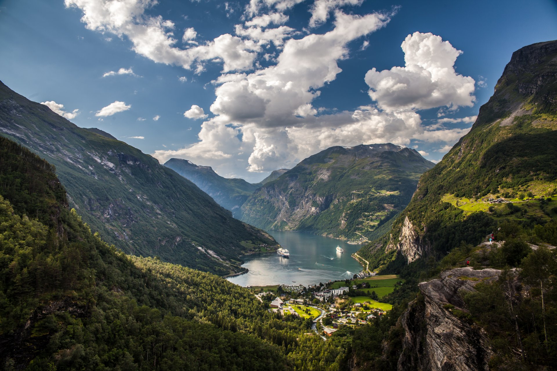 norway mountain valley cruise ship bay