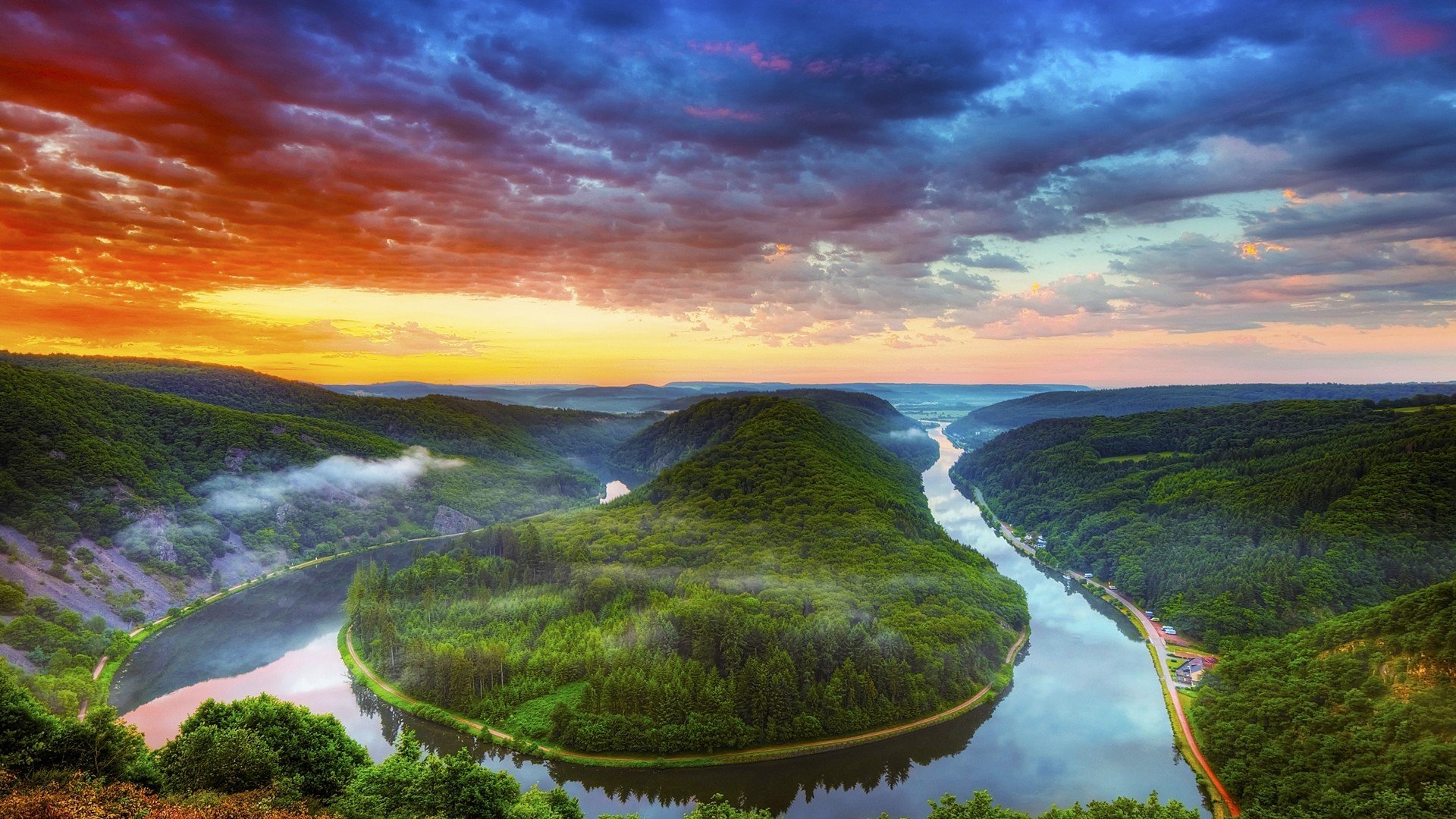 unset clouds landscape tree forest photo hdr photos river