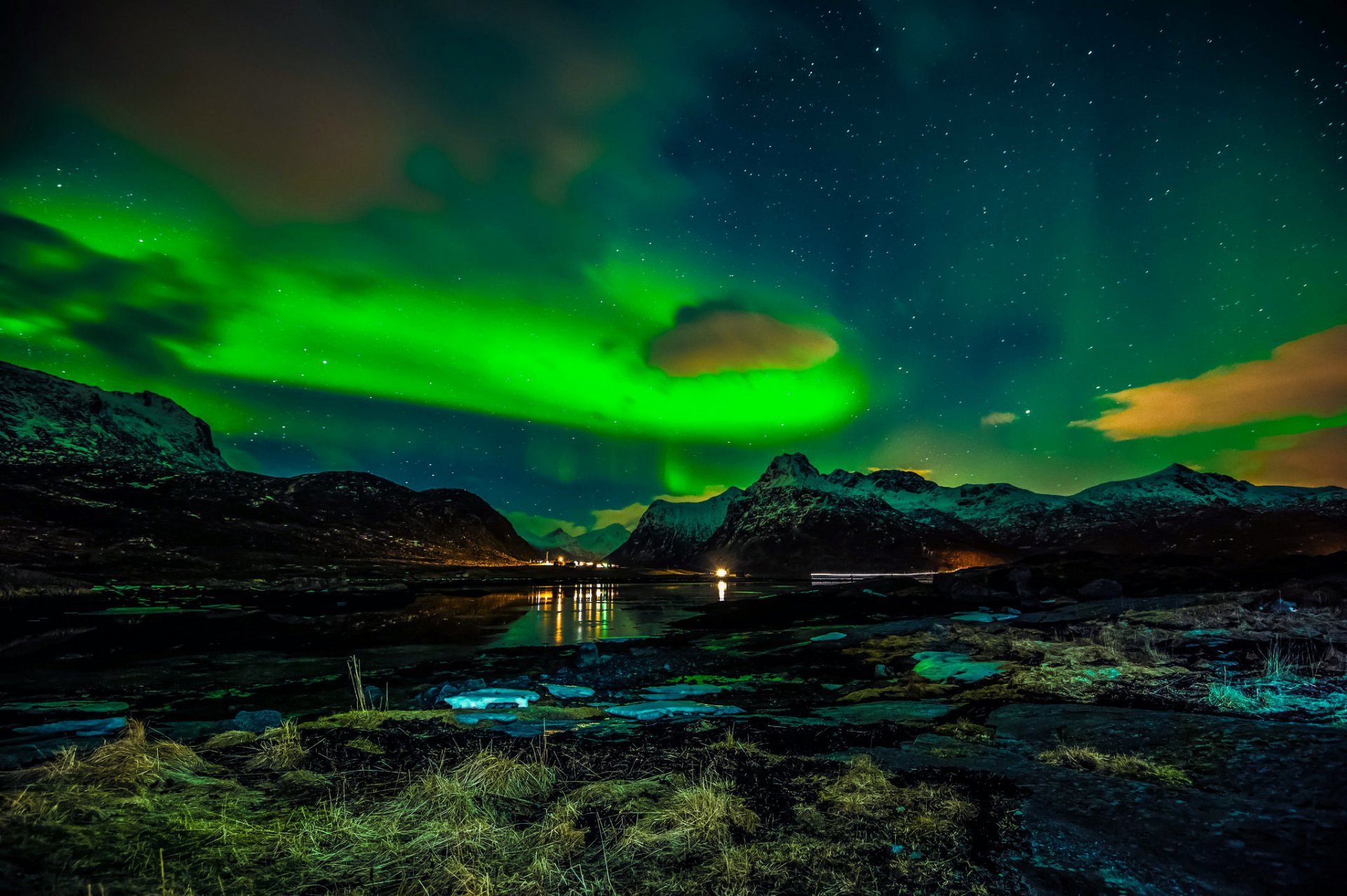 norwegen lofoten-inseln winter nacht nordlichter