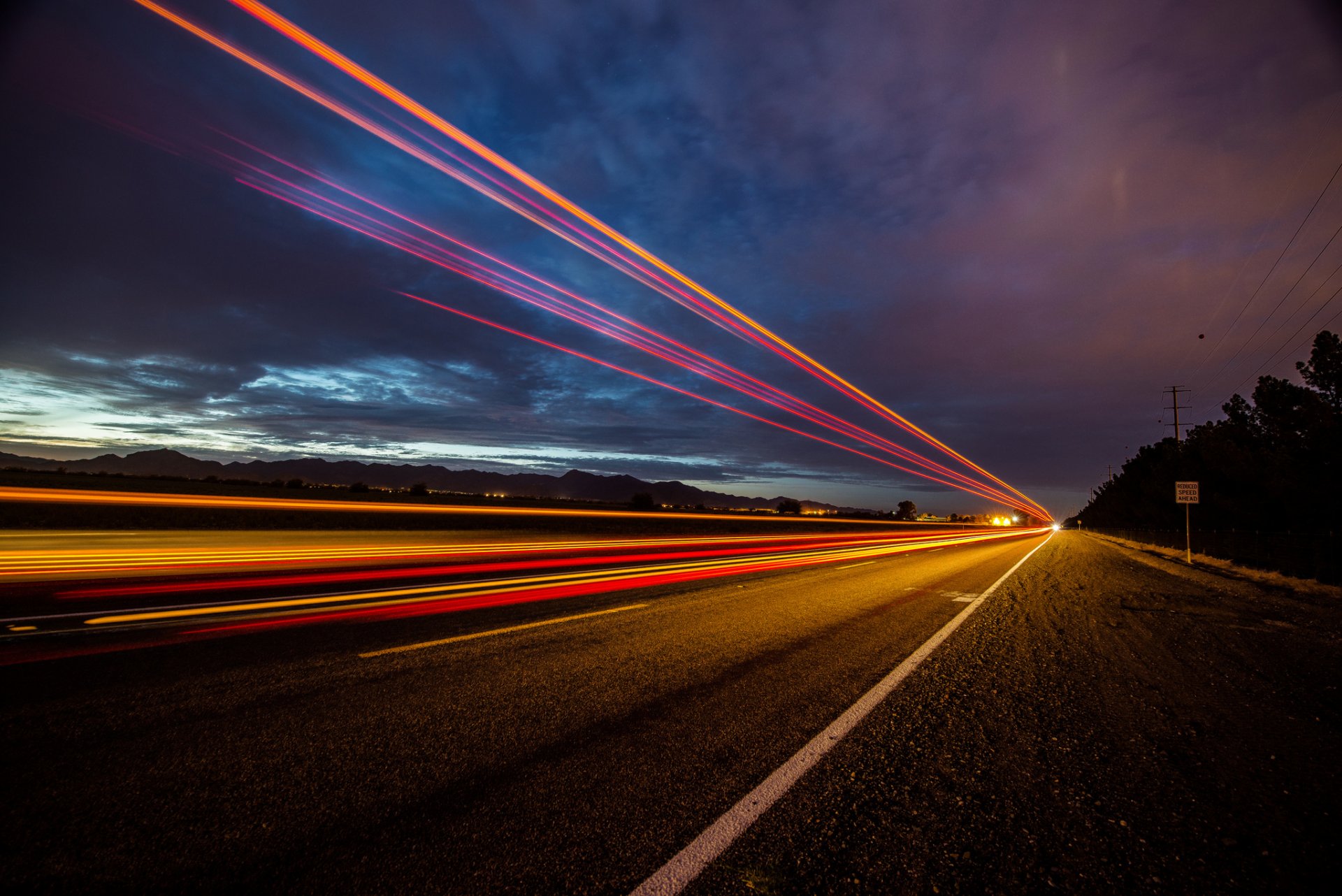 road lights exposure night evening