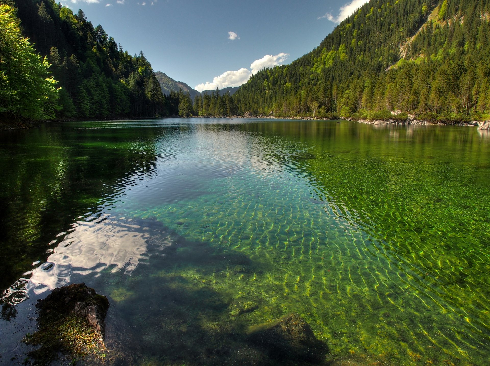 прозрачная вода в озере