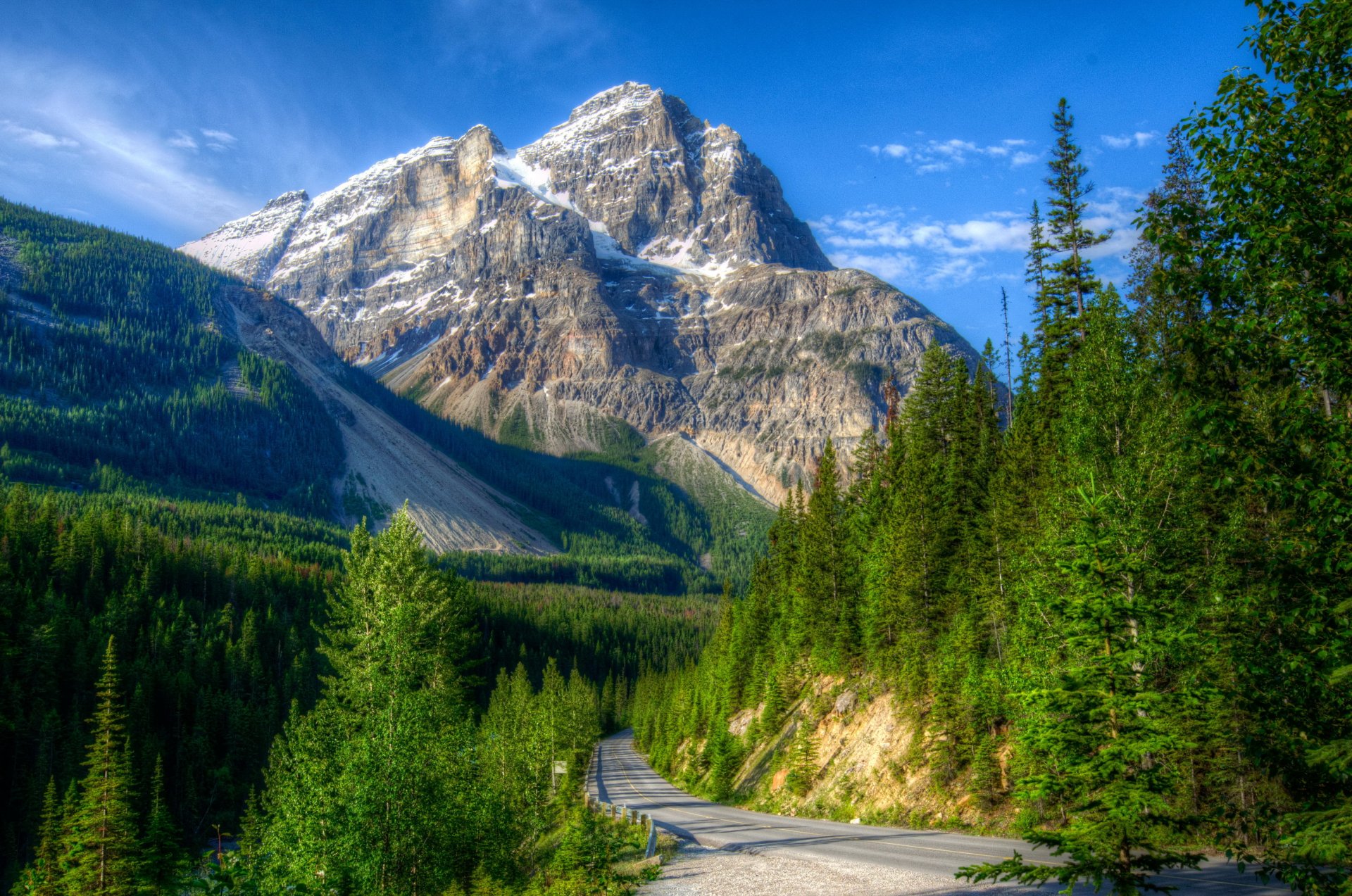 parc montagnes route forêt pente paysage canada yoho hdr nature