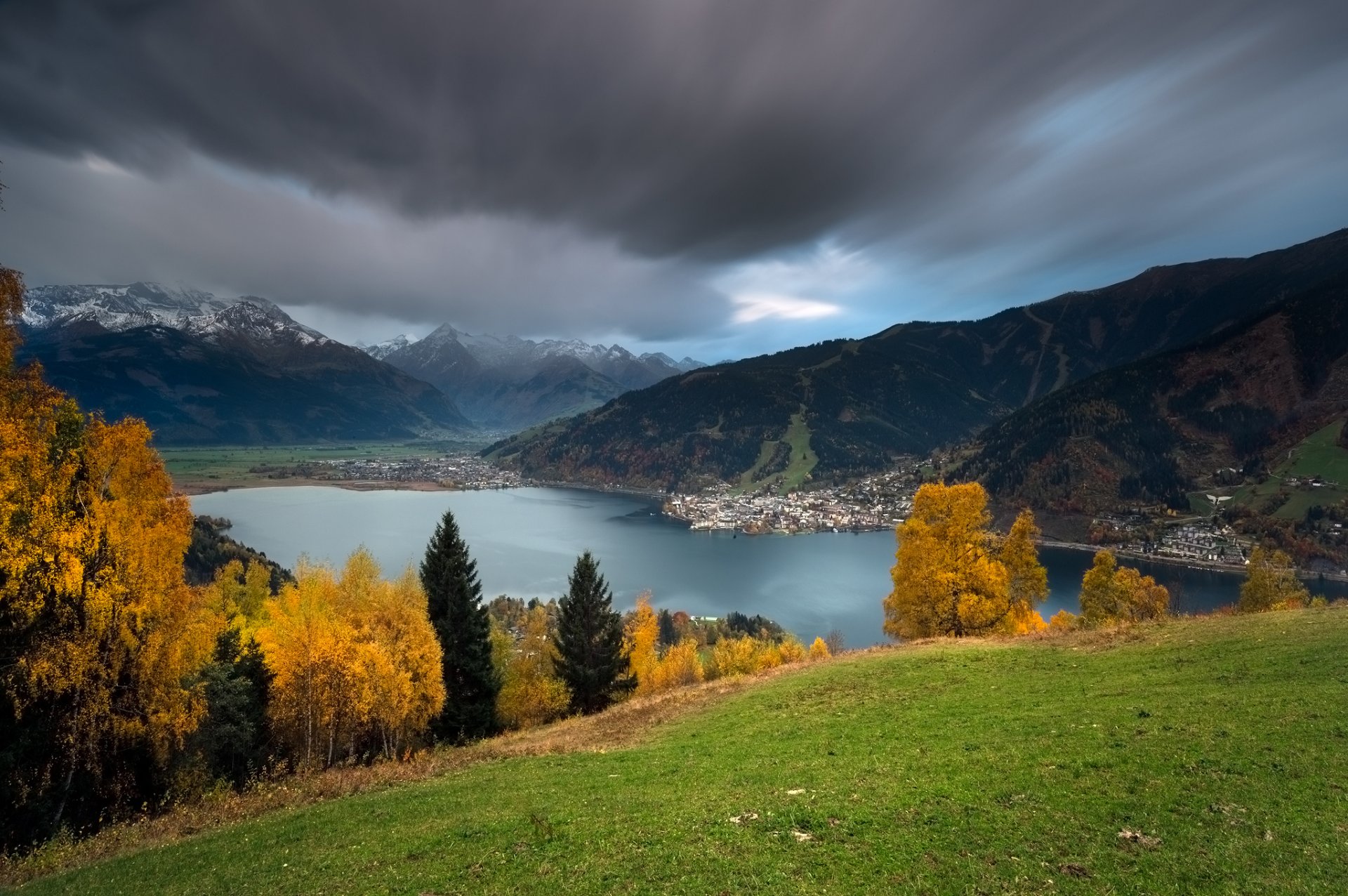 austria mountain lake autumn