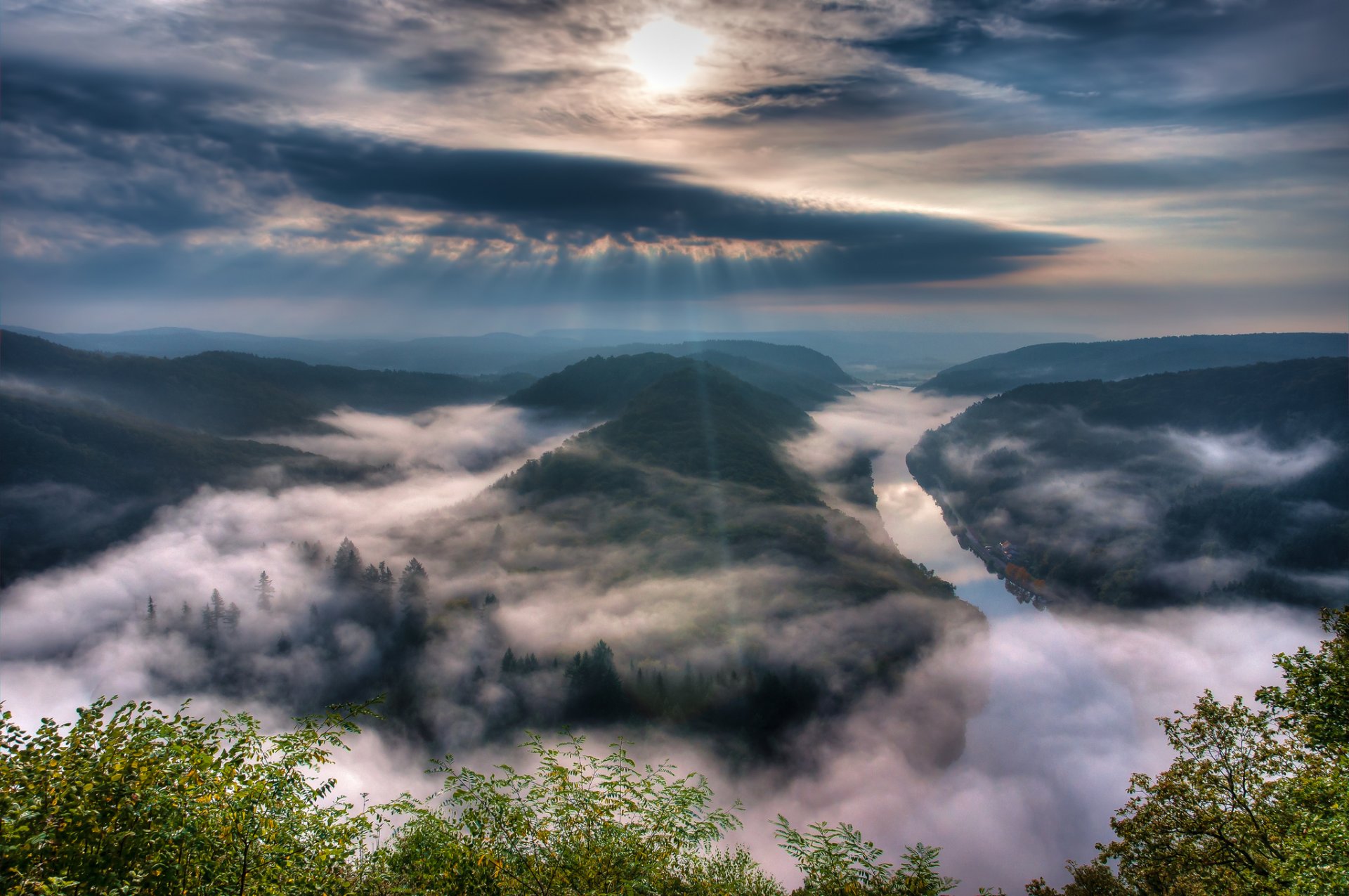 río sarre alemania niebla cielo