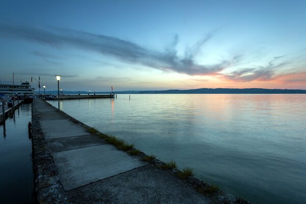 Evening view of the landscape from the pier