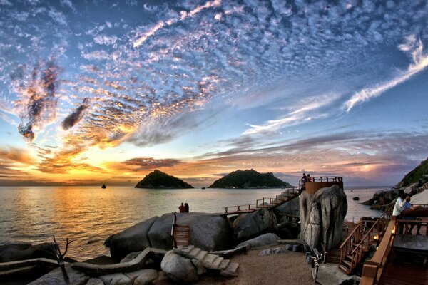 Gulf of Thailand against the sunset sky