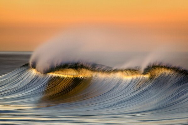 Sunset. Beautiful ocean surf