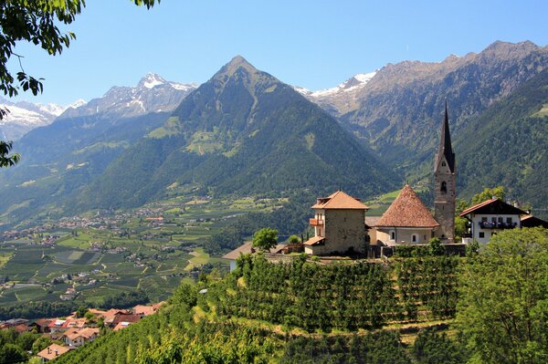 Italian houses in the mountains in summer