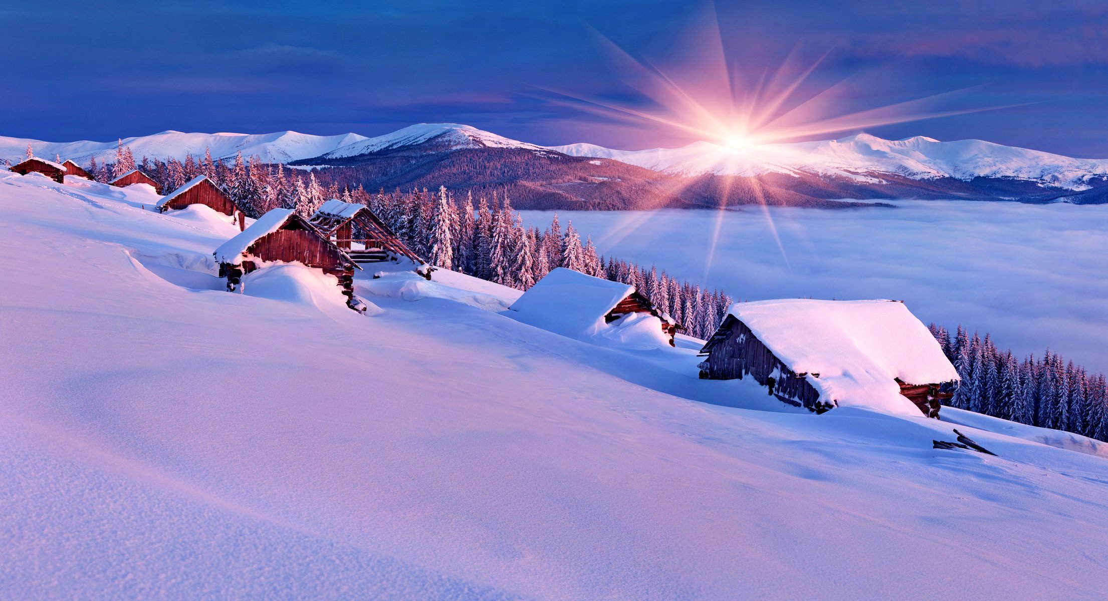 natura casa inverno neve cielo paesaggio inverno bianco fresco bello tramonto