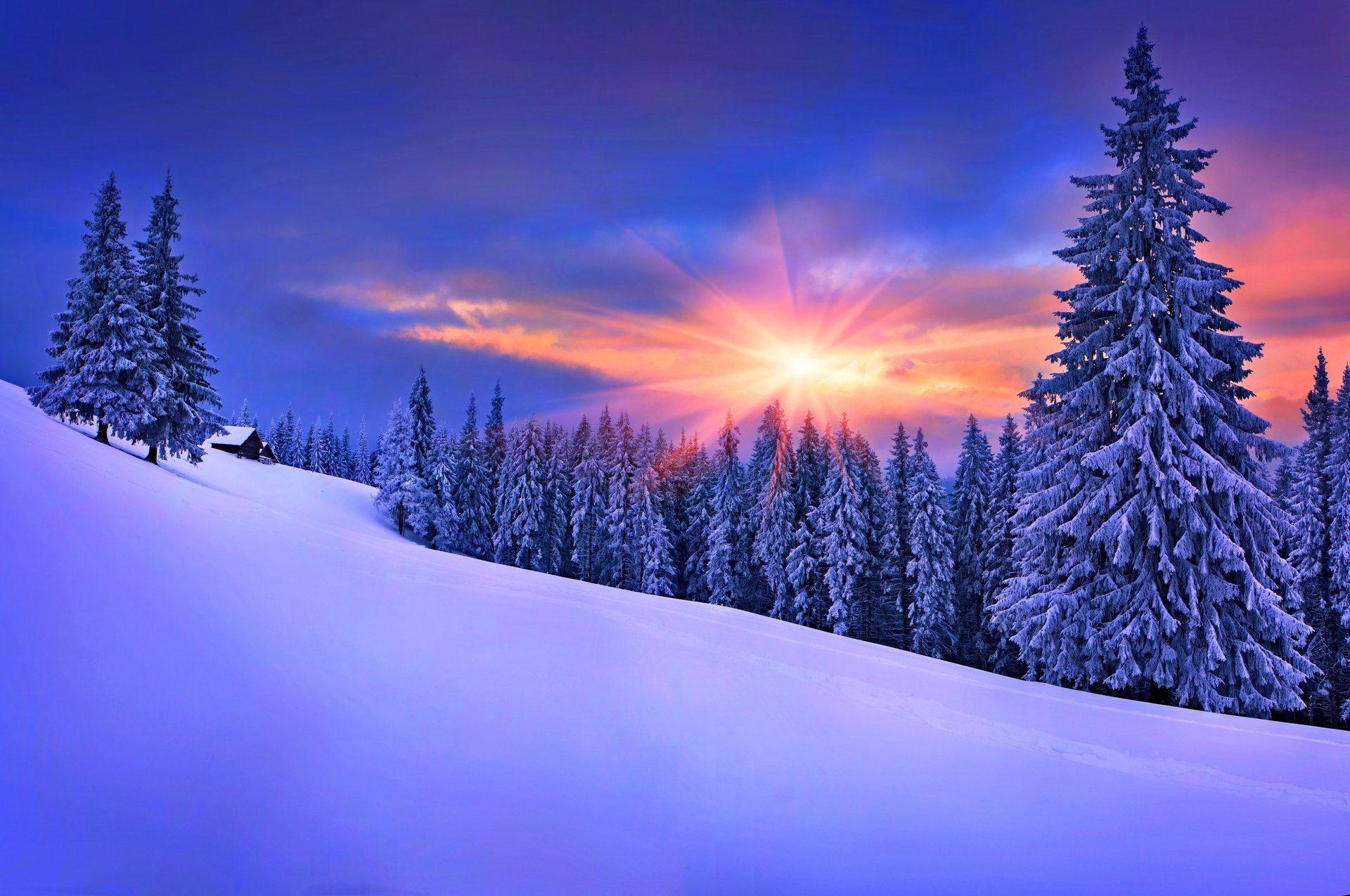 natura casa inverno neve cielo paesaggio inverno bianco fresco bello tramonto