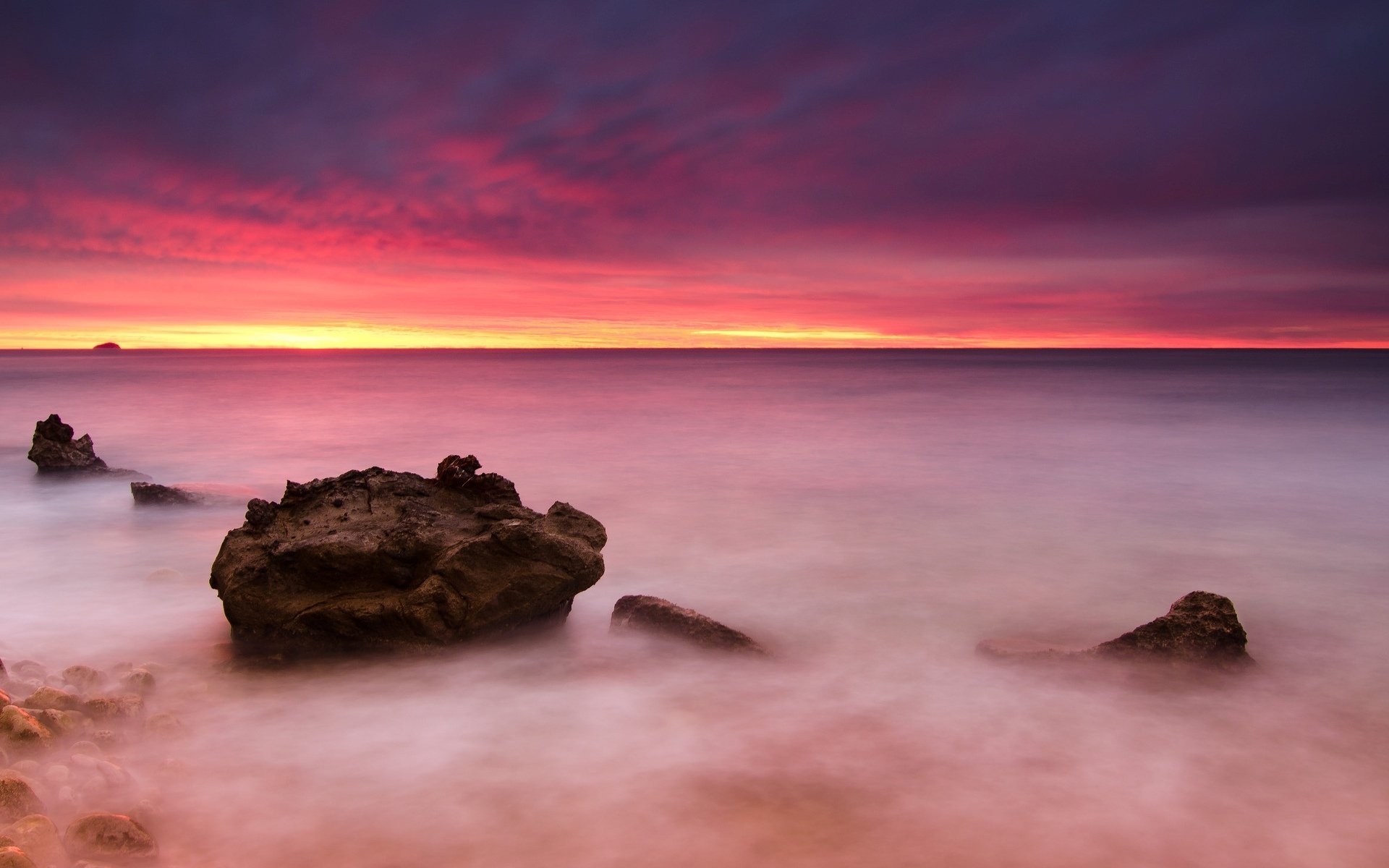 paisaje naturaleza mar piedras cielo rosa fondo papel pintado pantalla ancha pantalla completa pantalla ancha pantalla ancha