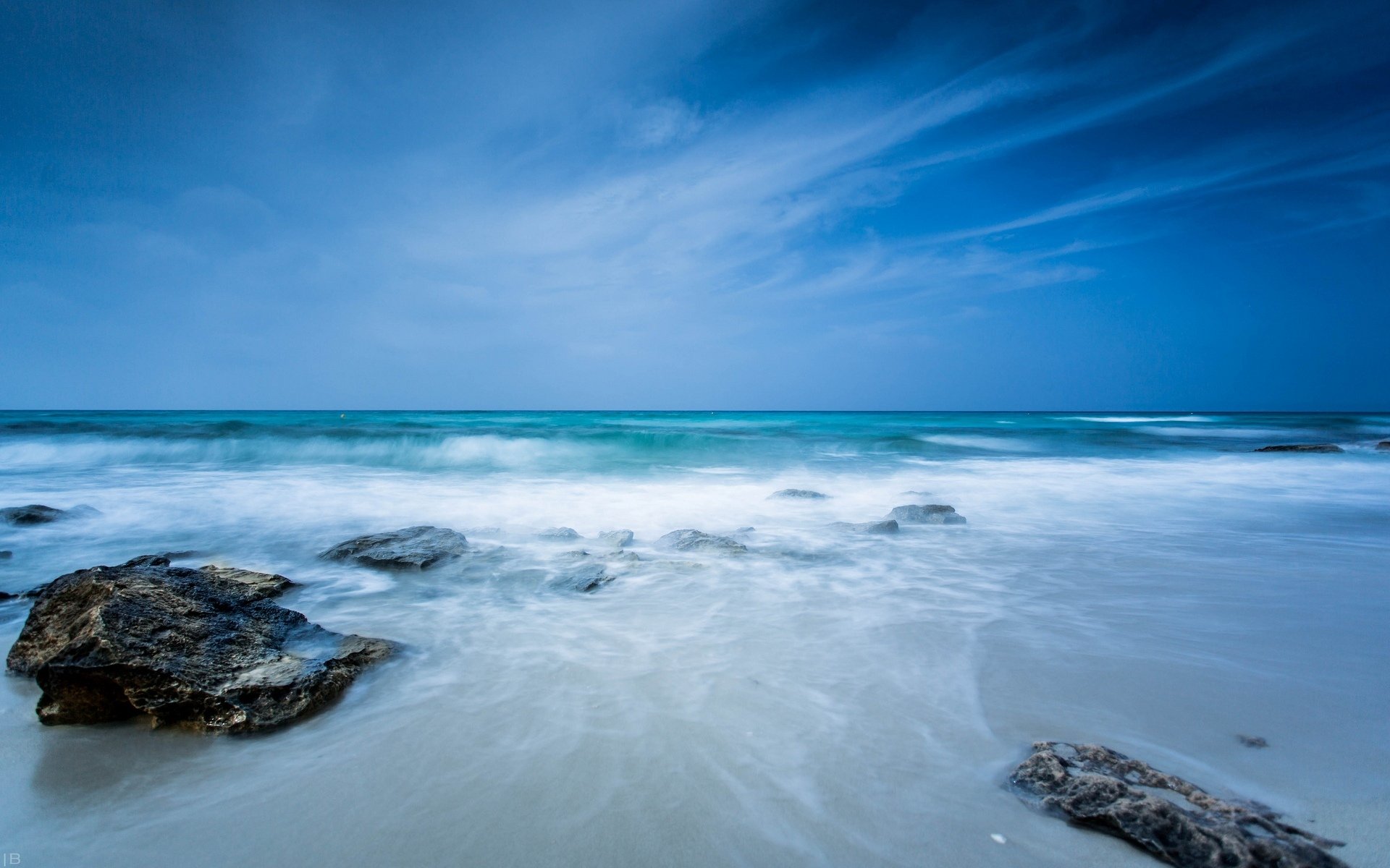 landscape nature sea river water stones stone sky blue background wallpaper widescreen full screen hd wallpapers fullscreen