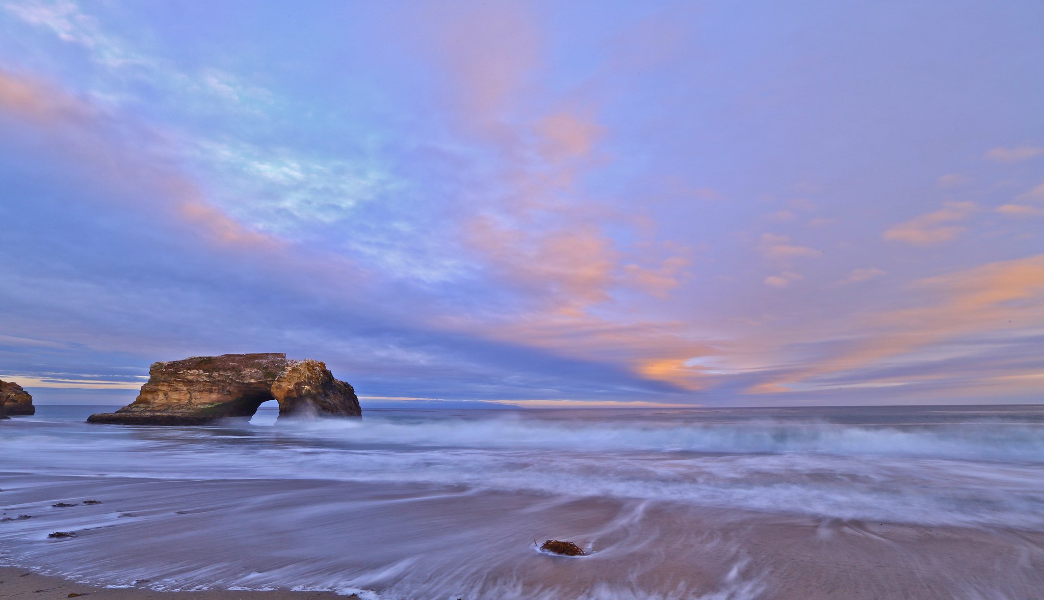 usa kalifornien rock bucht ufer sand brandung abend himmel wolken