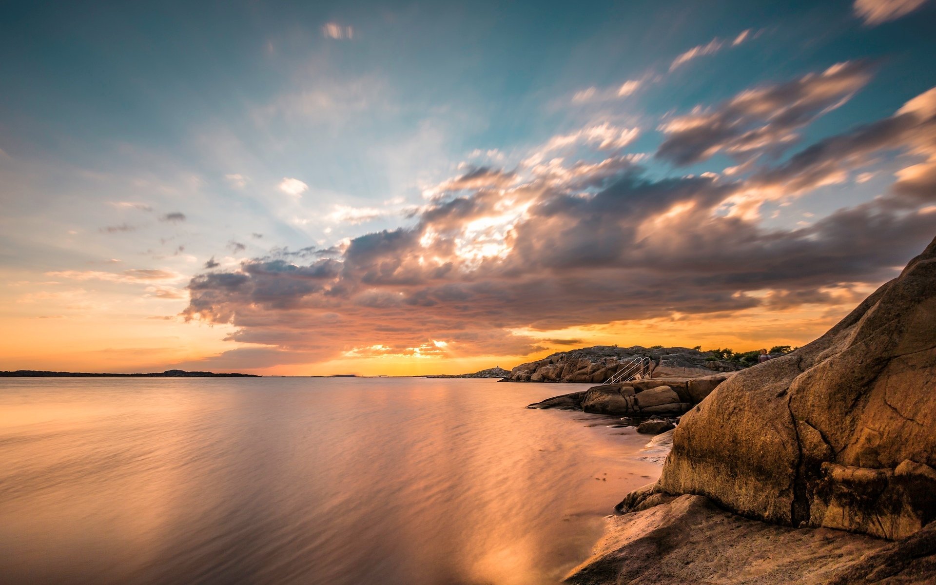 paesaggio natura mare fiume acqua oceano rocce orizzonte cielo nuvole belle immagini sfondo carta da parati widescreen schermo intero widescreen