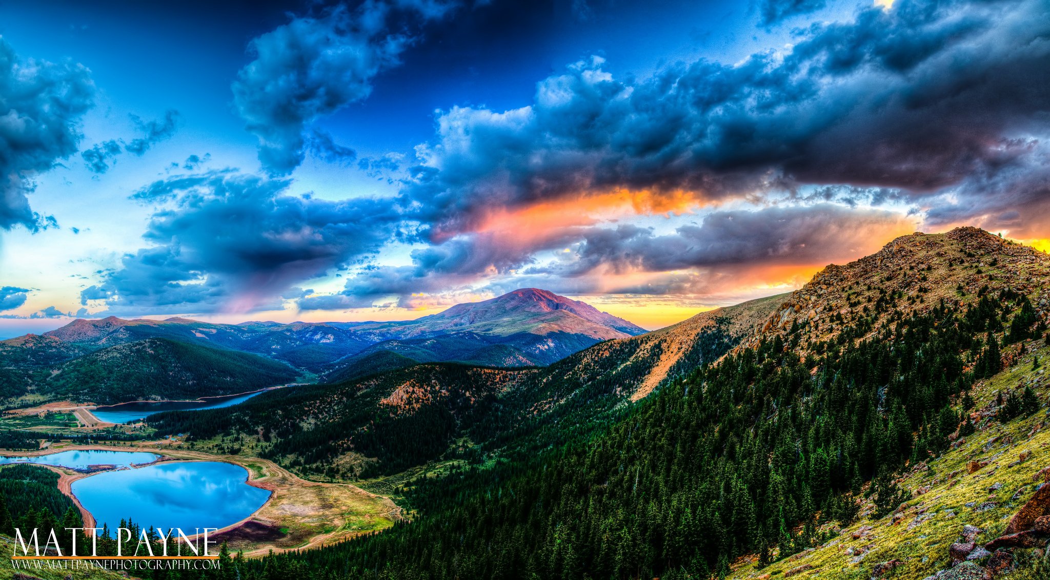 matt payne berge wald see wolken sonnenuntergang