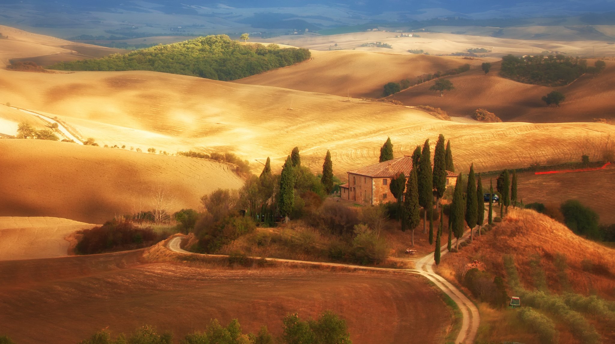 italia toscana campi casa alberi strada