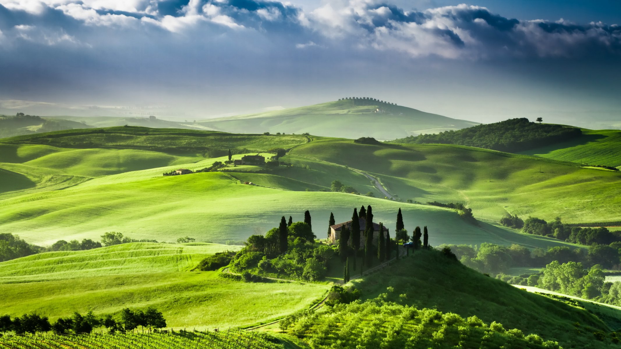 sonnenaufgang in san quirico d orcia toskana italien