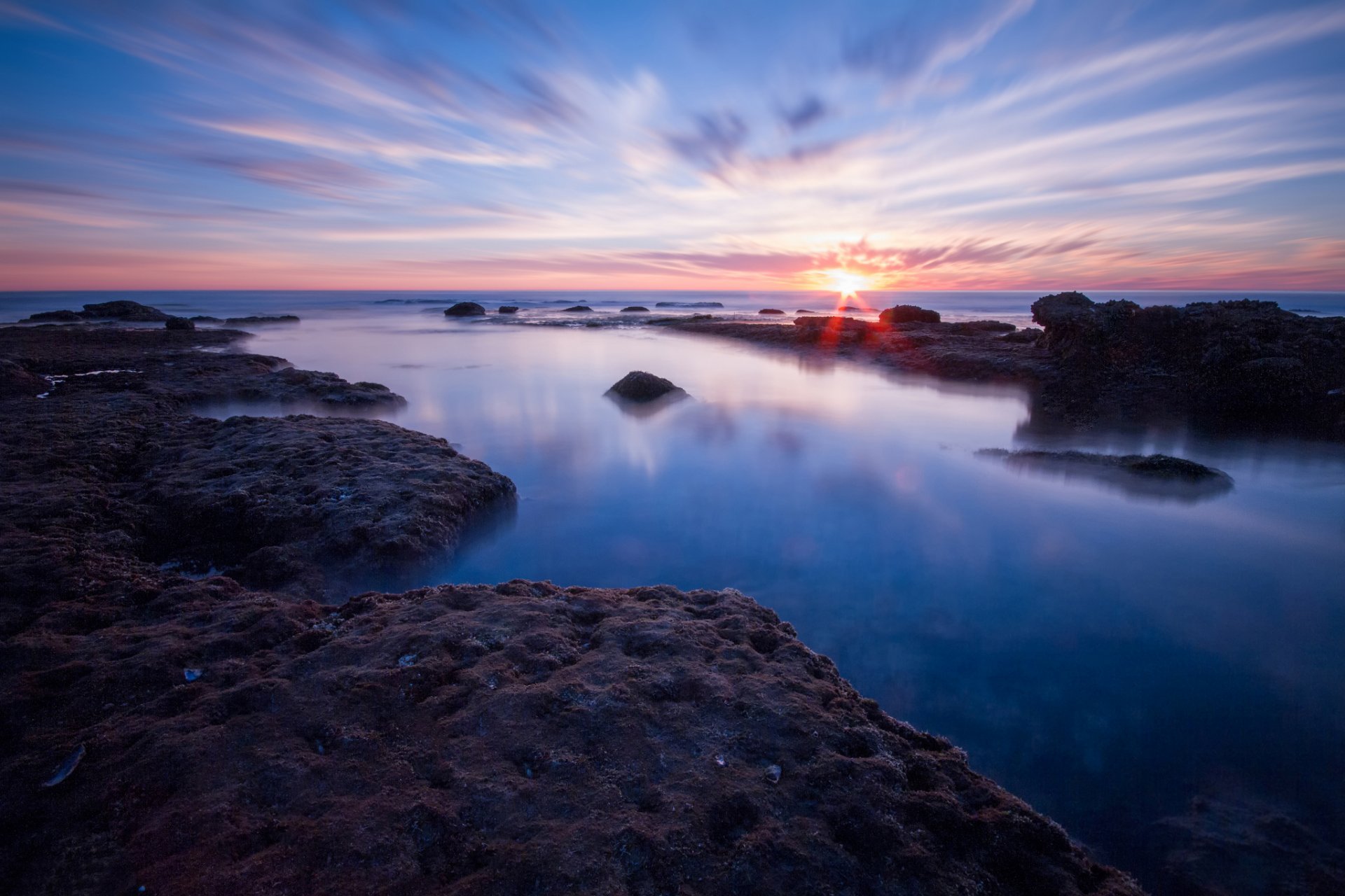 ea beach stones horizon sun sunrise