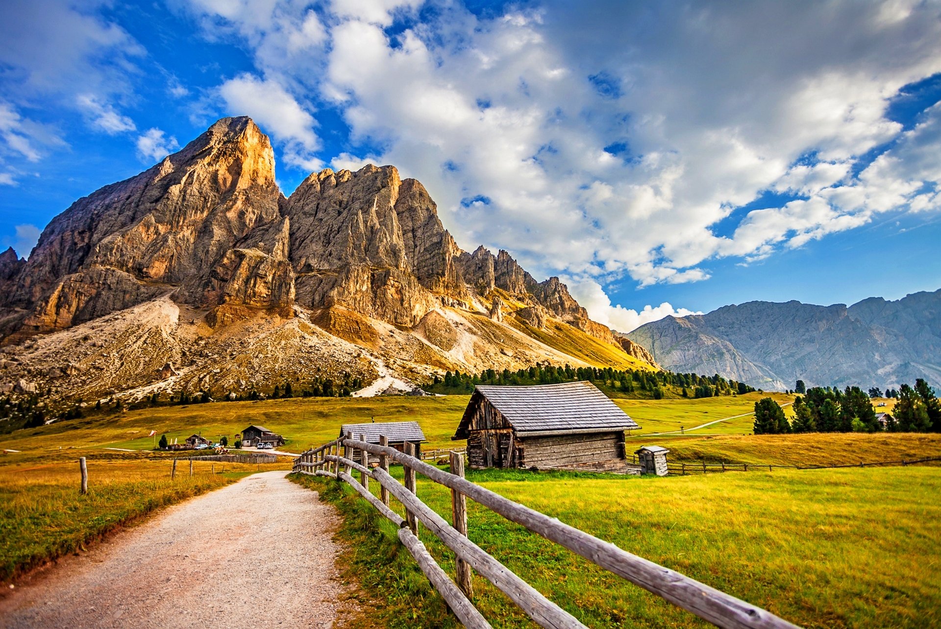 nature landscape snow grass trees mountains sky clouds houses forest view cool nice