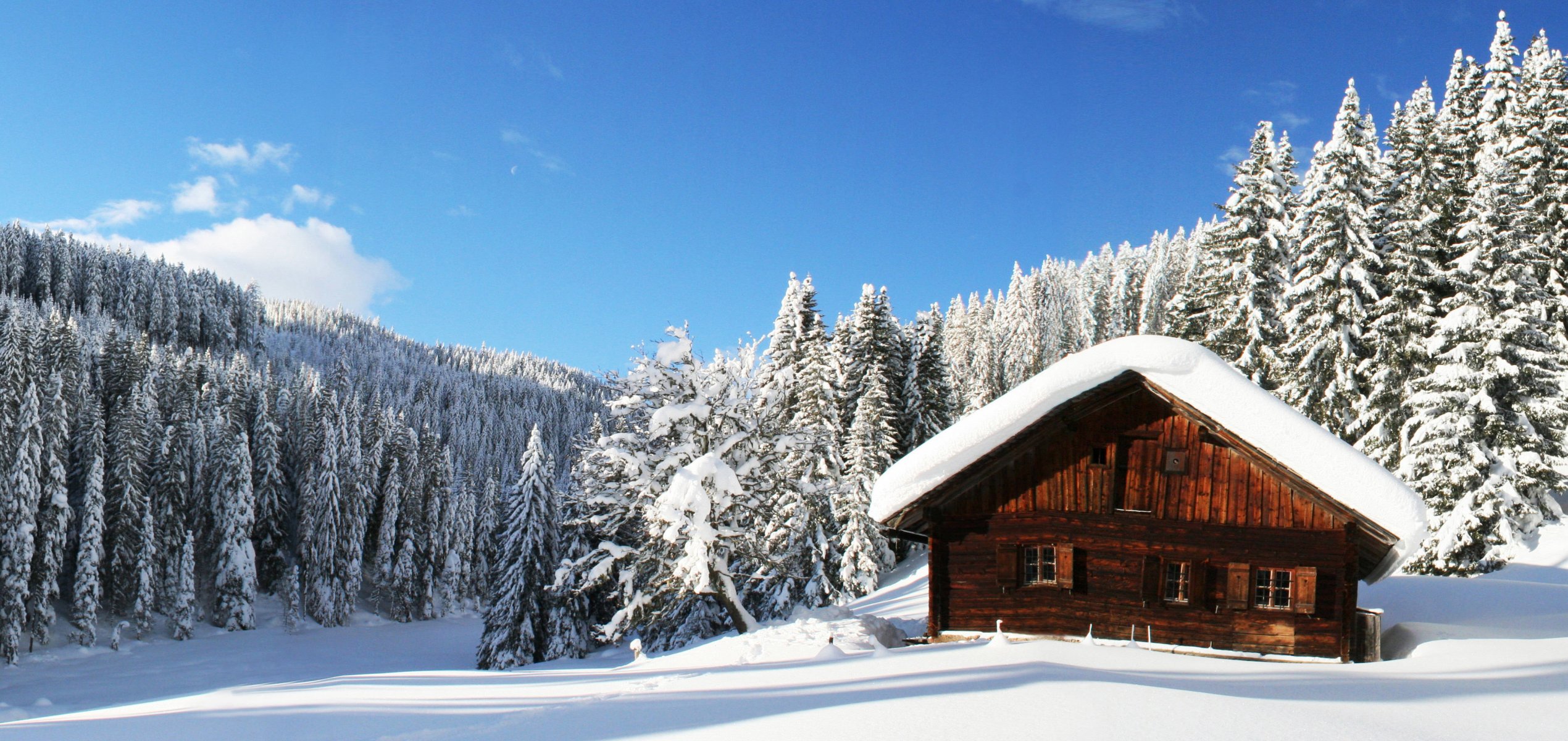 nature forest winter snow winter panorama house sky clouds relax winter widescreen fullscreen widescreen hd wallpapers