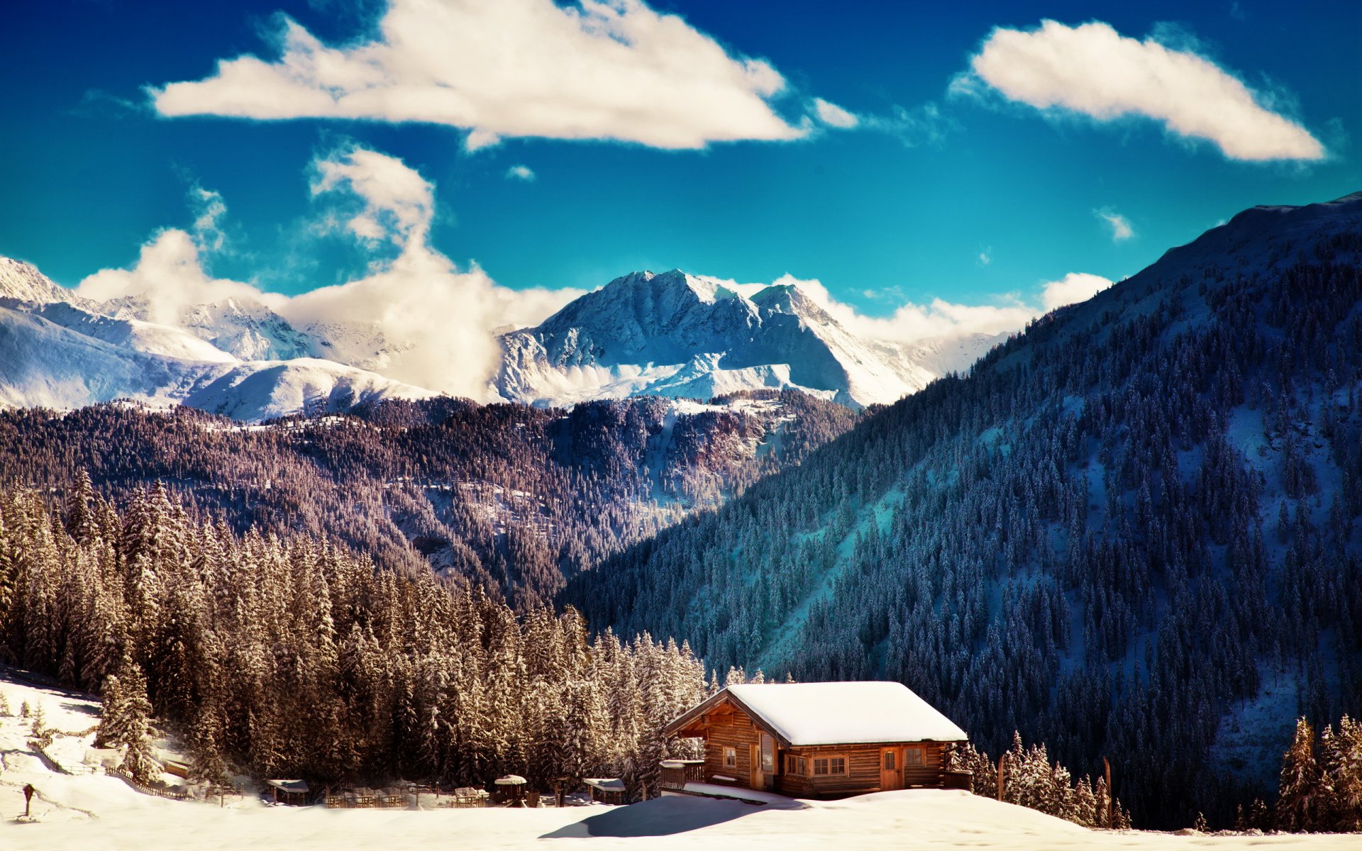 winter berge blauer himmel wolken