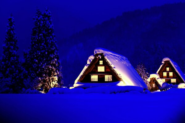 Fête au néon sous une couche de neige