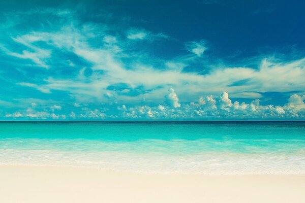 Sandy beach and blue sky