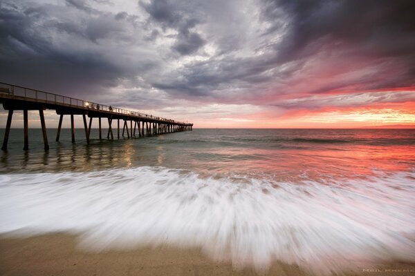 Sunset at the sea pier