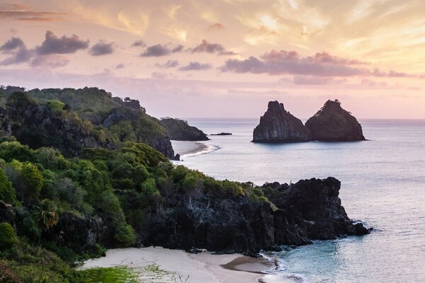 Morning sunrise on the sea beach 