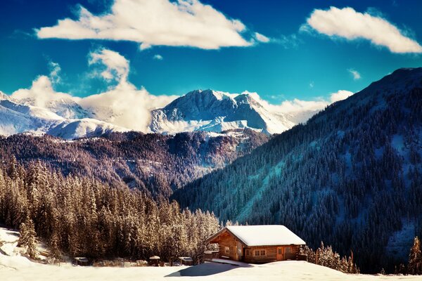 Schneebedeckte Berggipfel im Winter