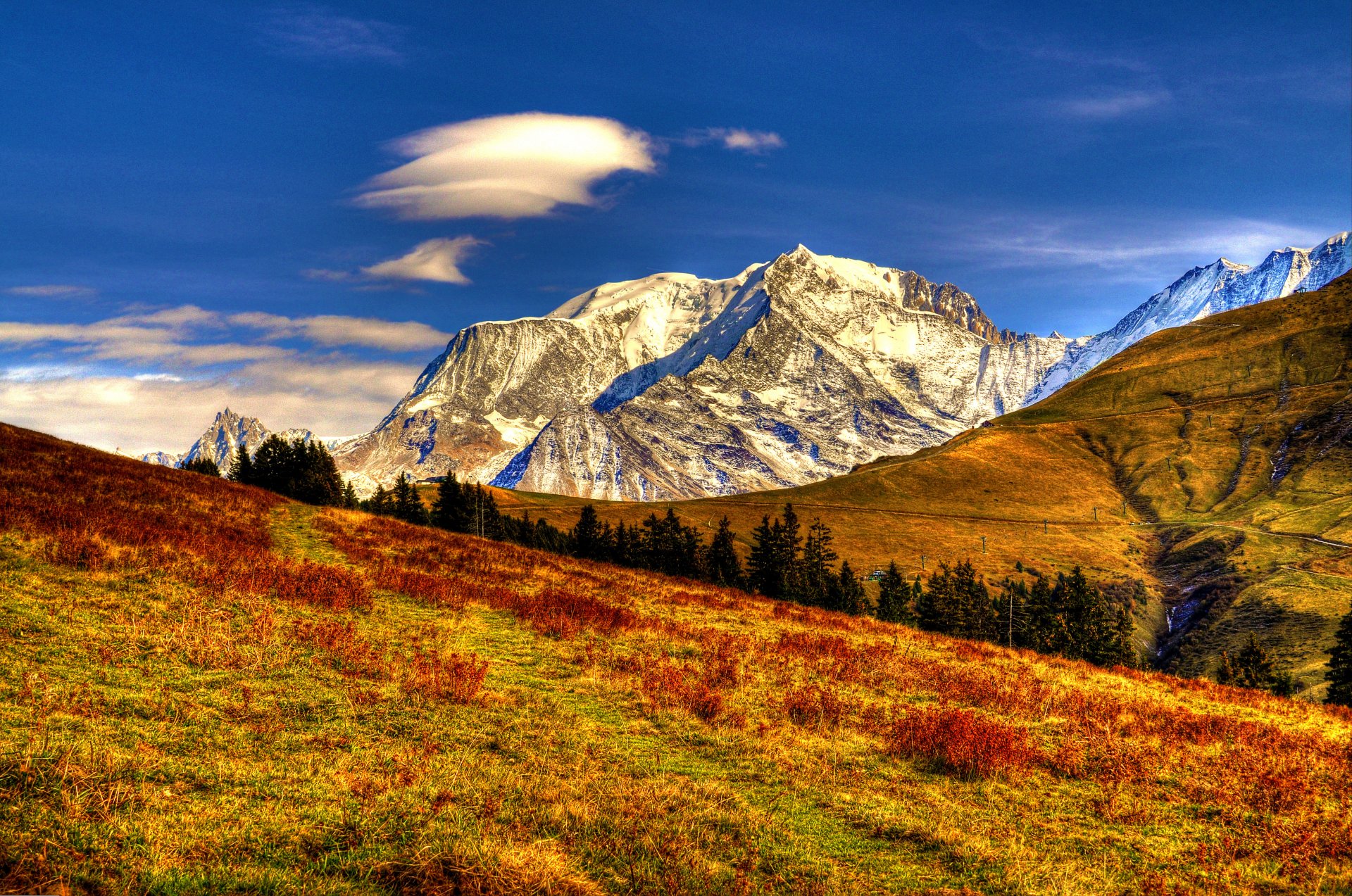 nature paysage ciel nuages montagnes automne