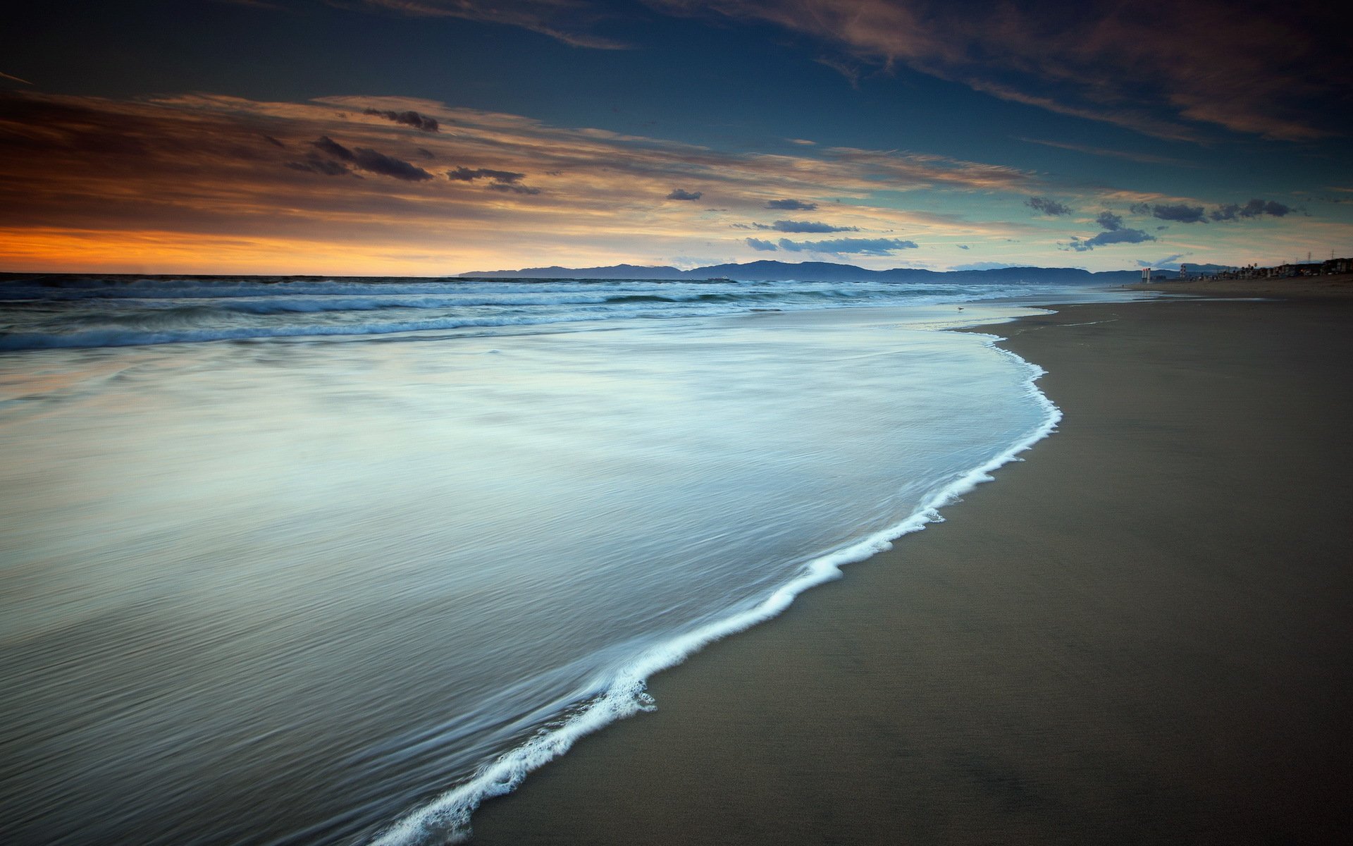 unset sea beach wave landscape