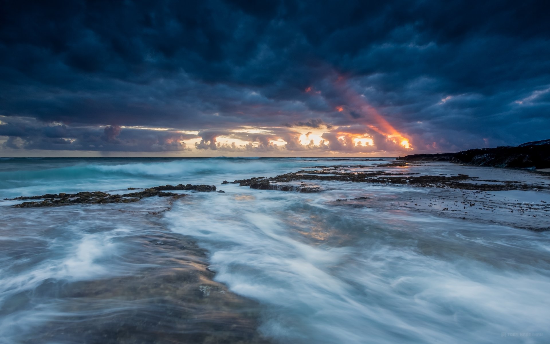 usa hawaii ocean coast coast evening sunset blue sky cloud