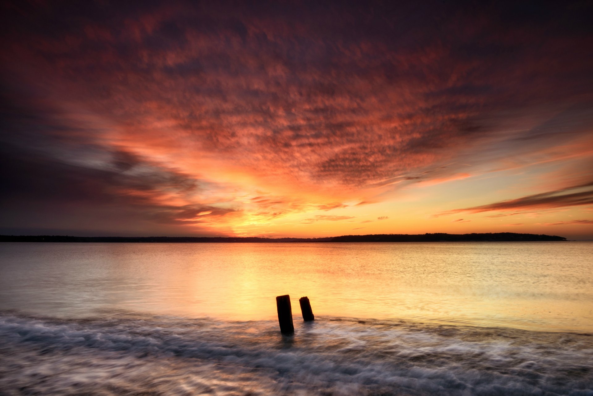 matin aube côte mer baie ciel nuages