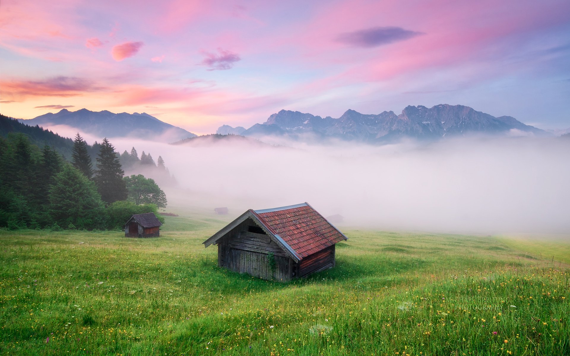 michael breitung alemania bovaria alpes niebla noche cabañas