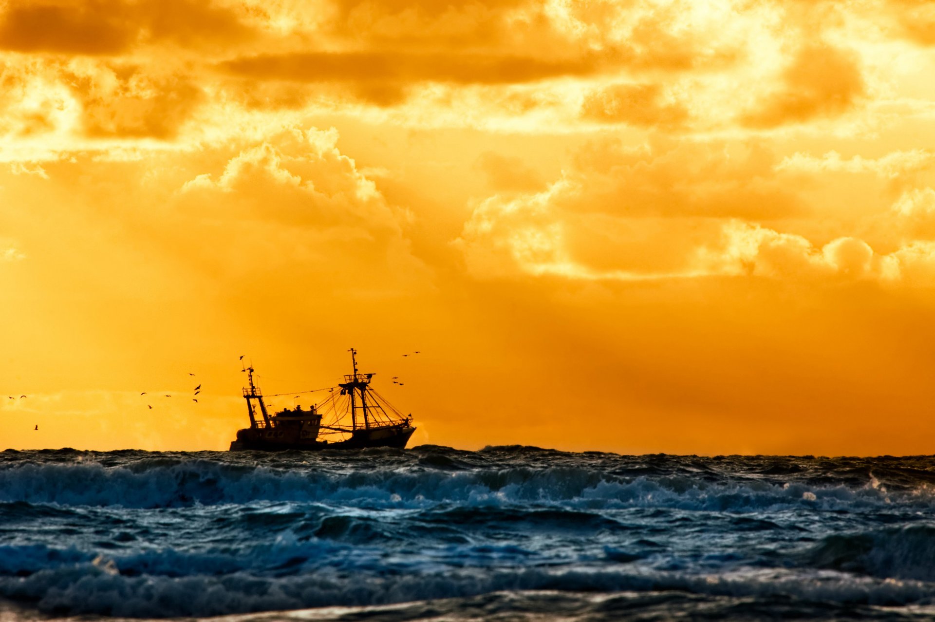 navy ship fishing ships sunset sea nice background