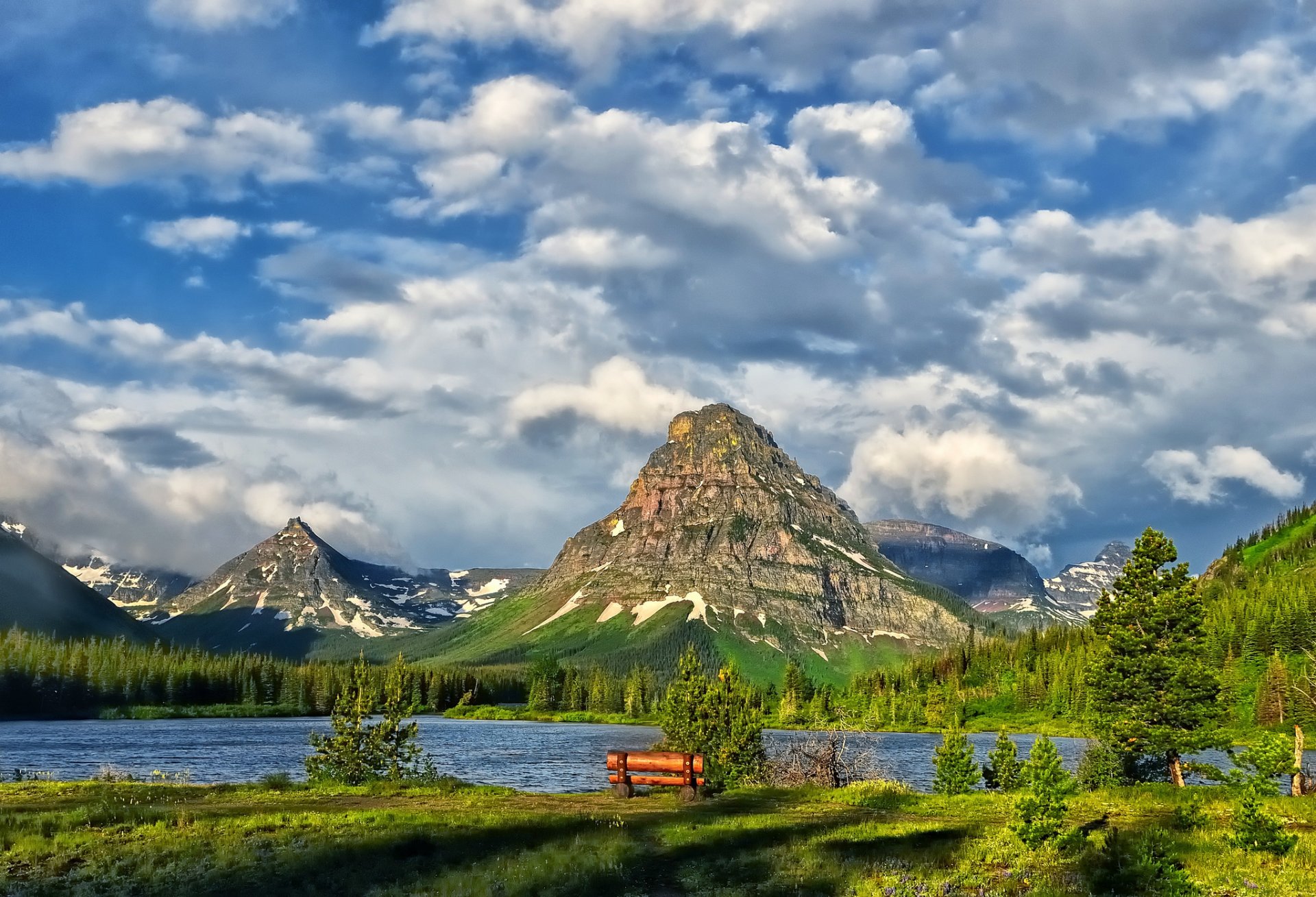 glacier-nationalpark see berge wolken