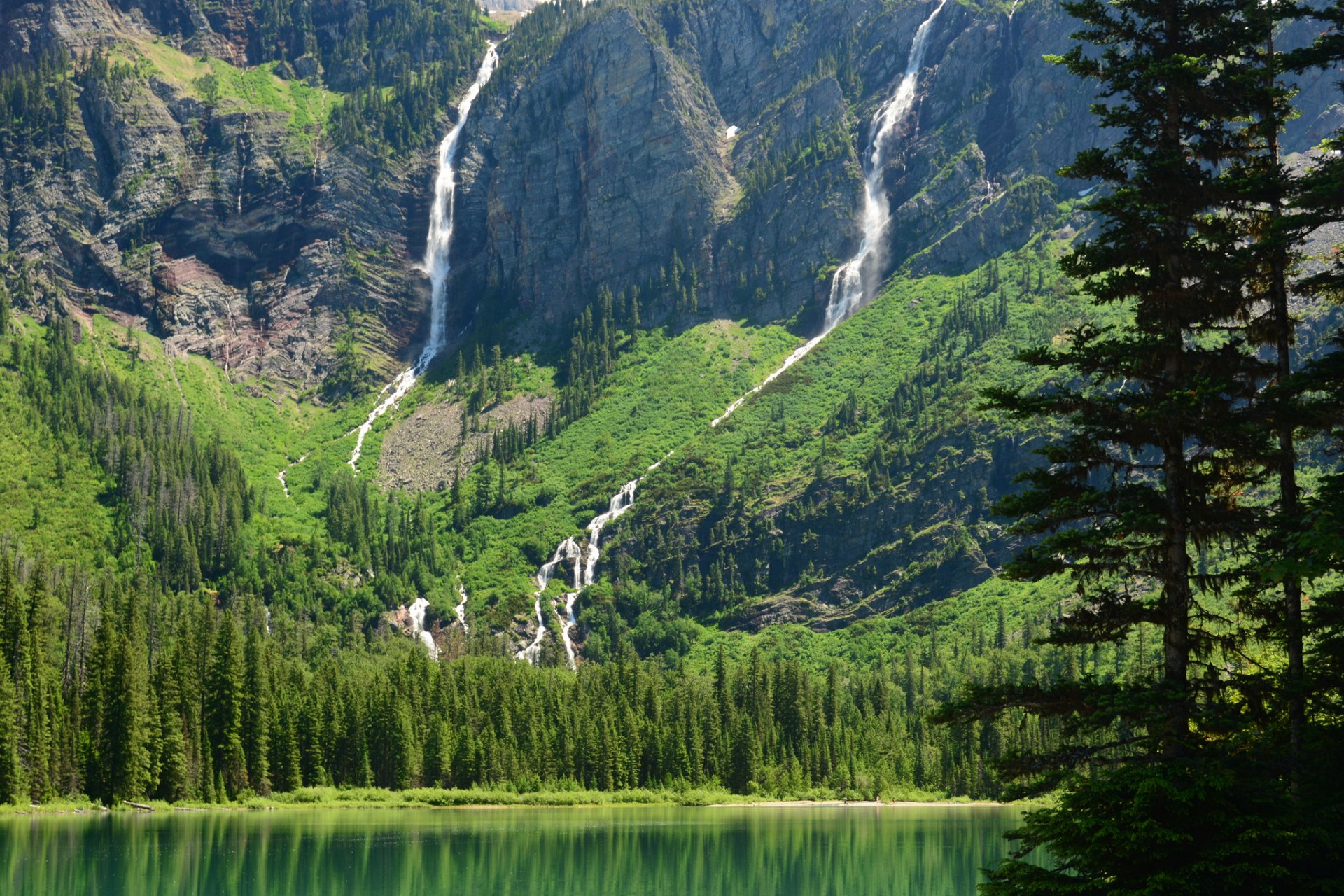 lago avalancha parque nacional glacier montana glacier lago montañas cascadas