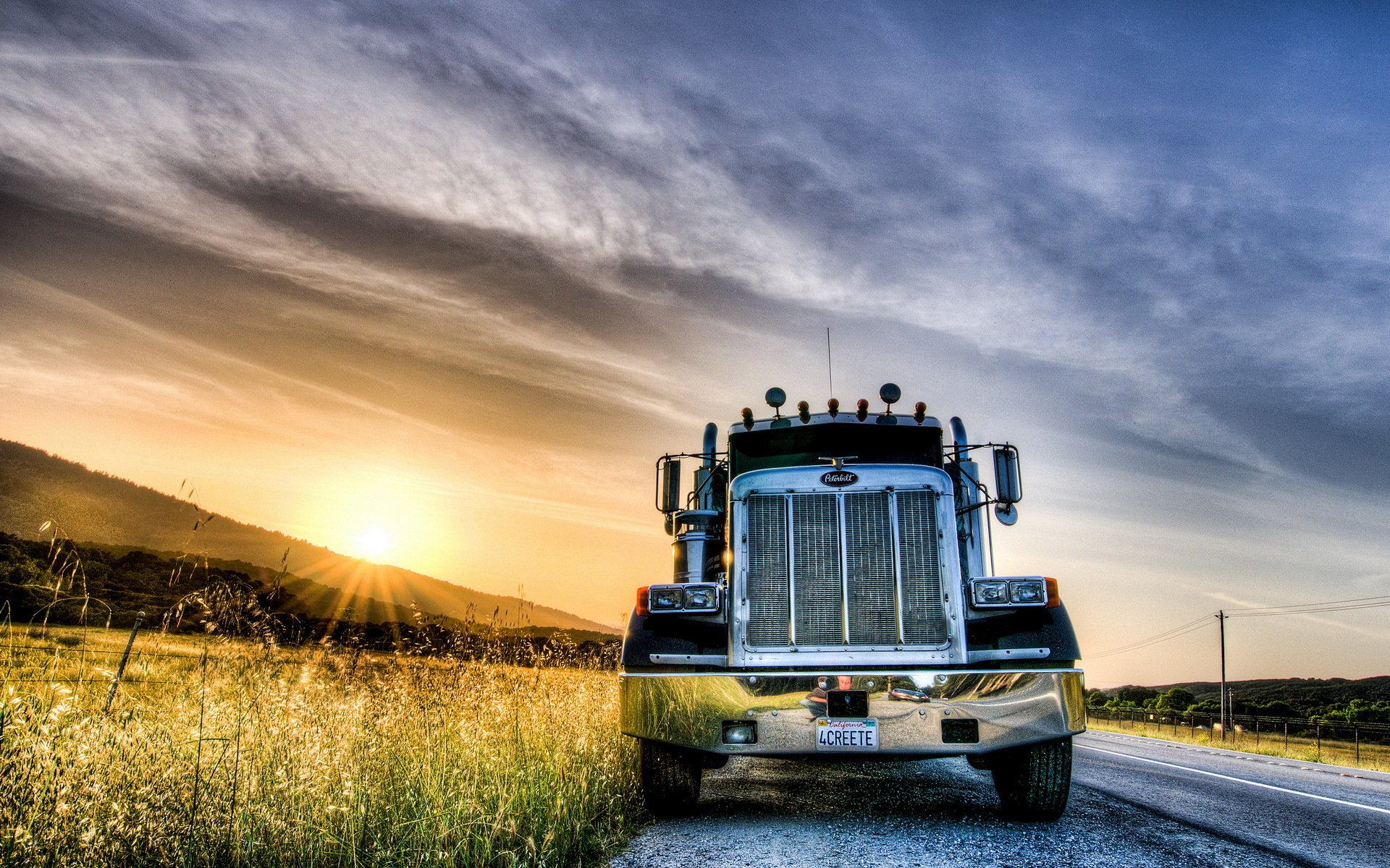 tramonto strada auto paesaggio hdr