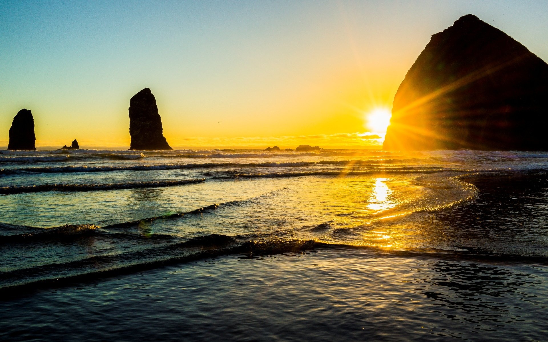 landschaft natur meer fluss wasser welle wellen steine felsen sonnenuntergang sonne himmel hintergrund tapete widescreen vollbild widescreen widescreen