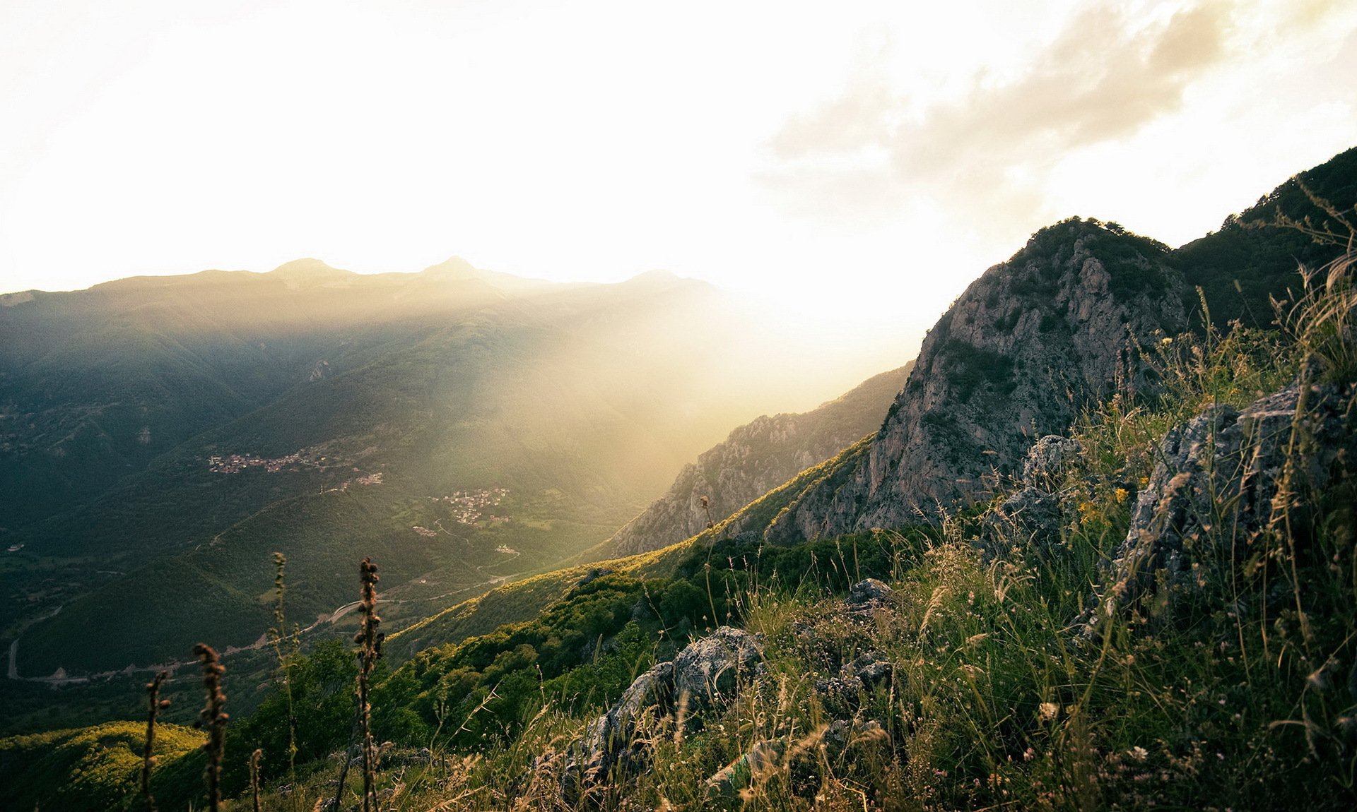 nature mountain stones grass hd wallpaper