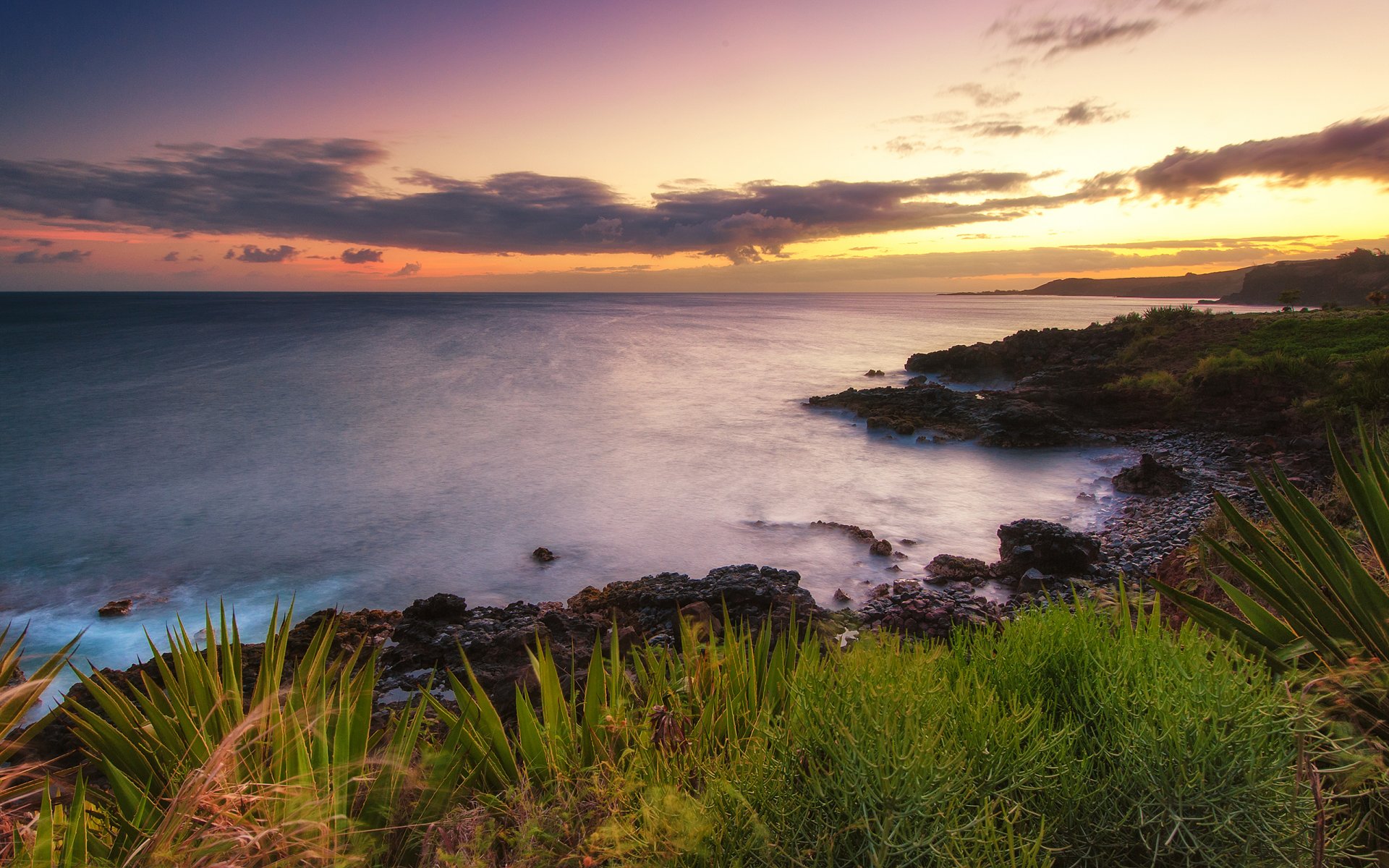 hawaii sunset ocean nature coast